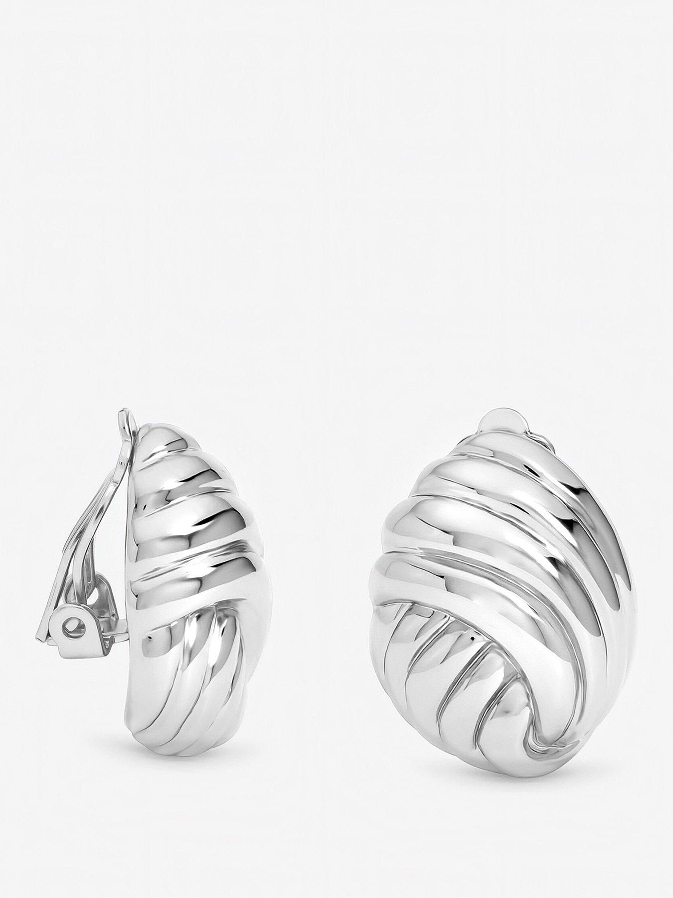 Jon Richard Jon Richard Silver Plated Shell Clip Earrings