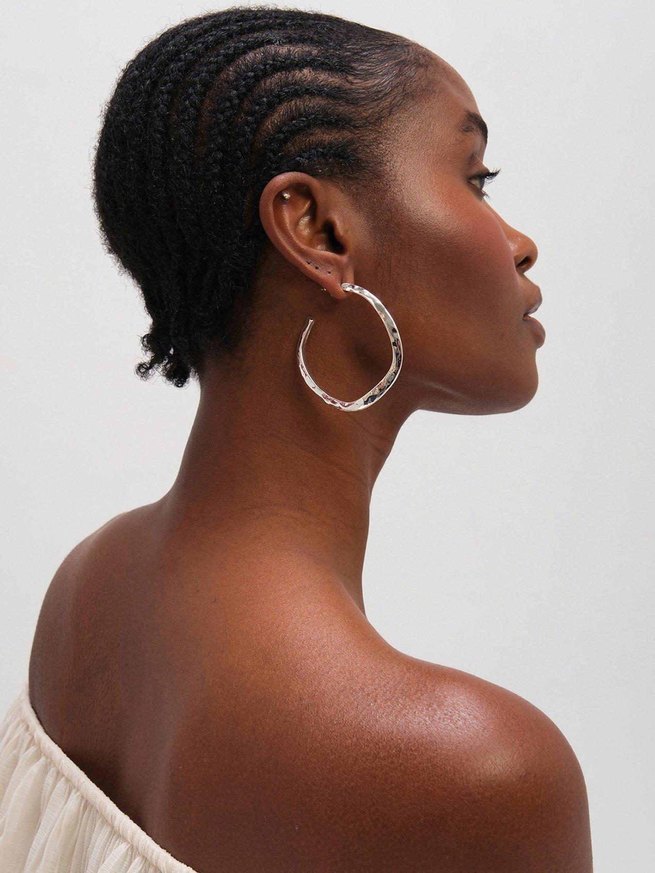 Image 1 of 2 of Mood Mood Silver Plated Large Molten Hoops