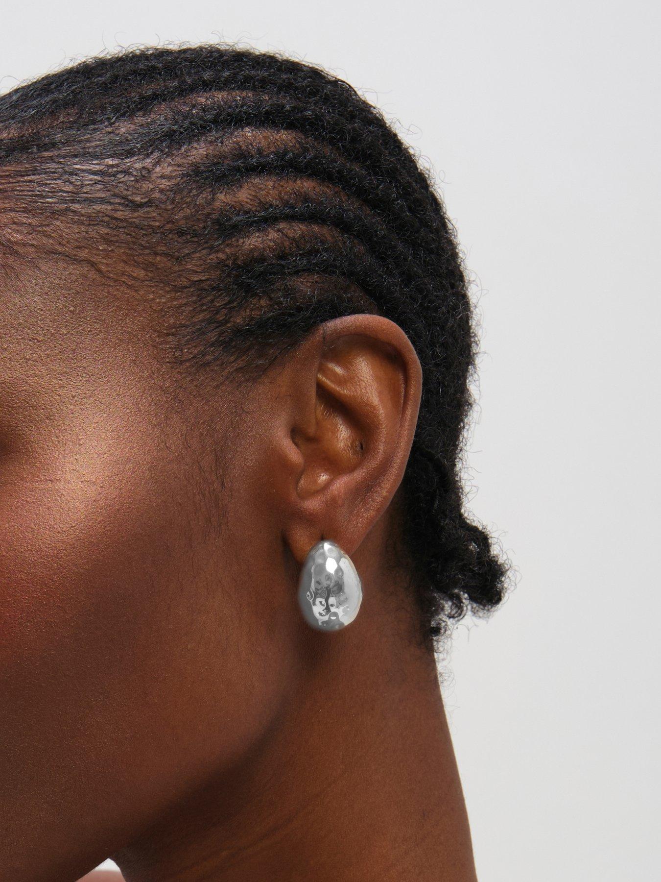 mood-mood-silver-plated-textured-dome-hoopsstillFront