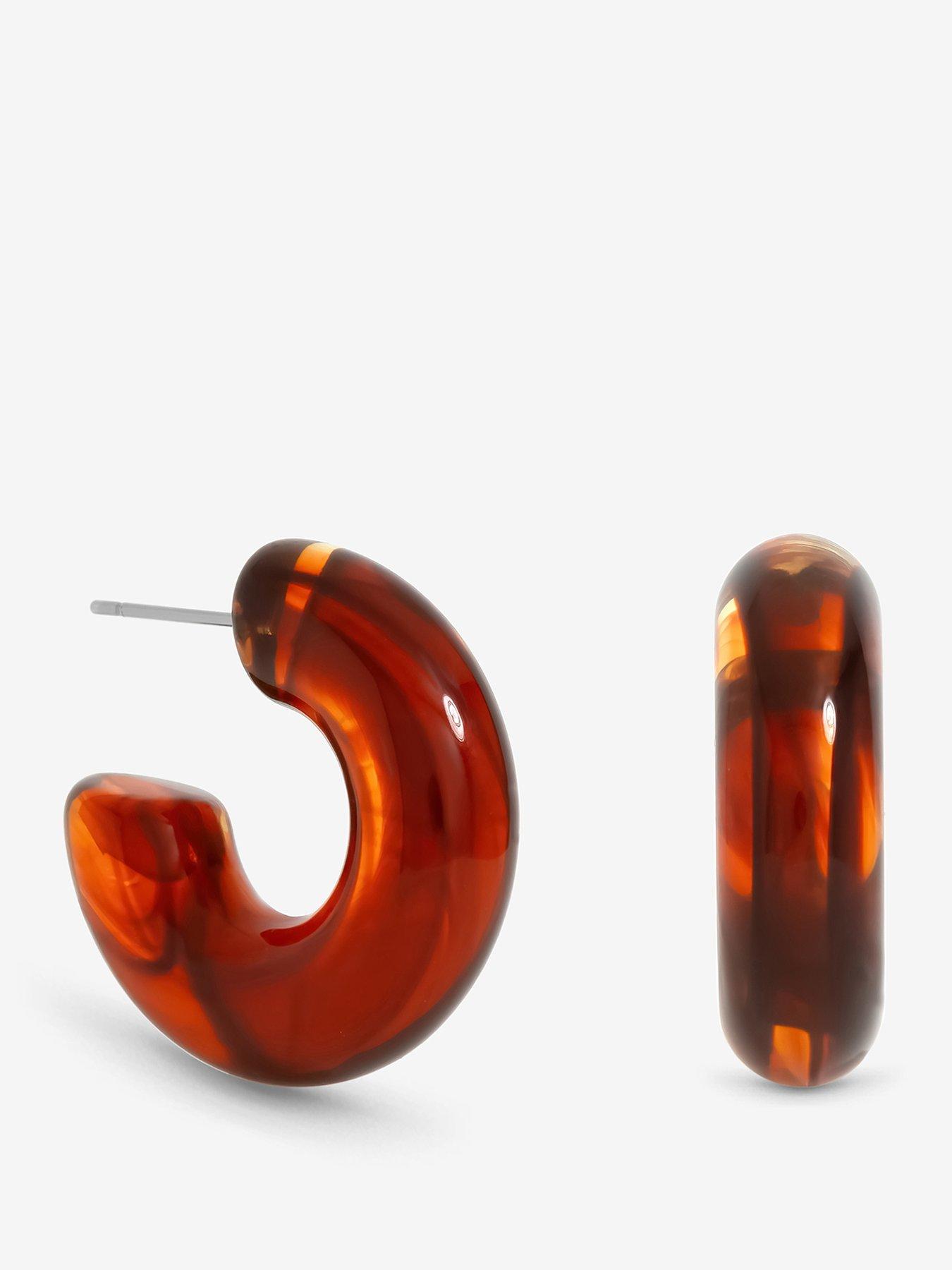 mood-gold-plated-brown-resin-hoop-earringsfront
