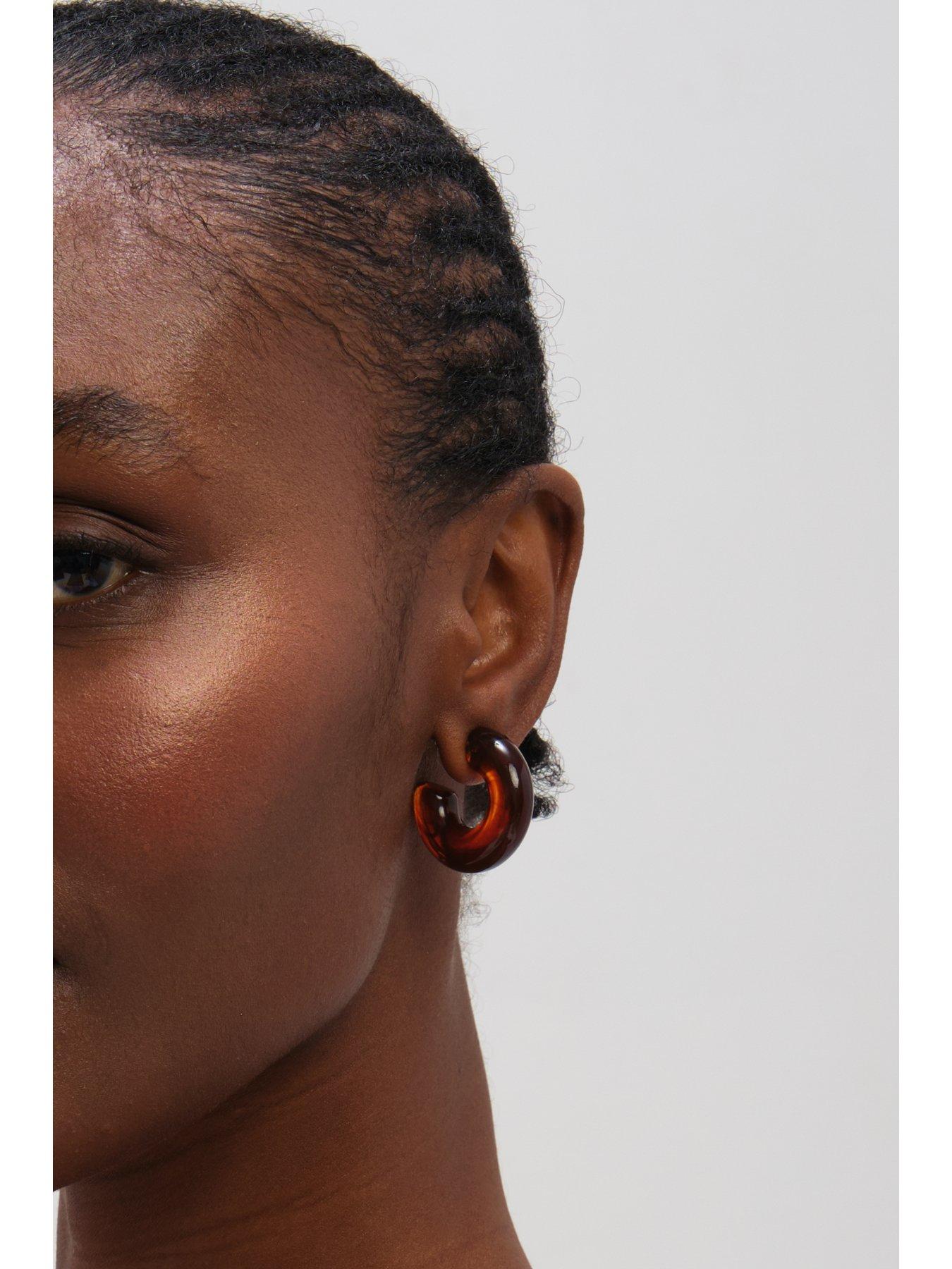 mood-gold-plated-brown-resin-hoop-earringsstillFront