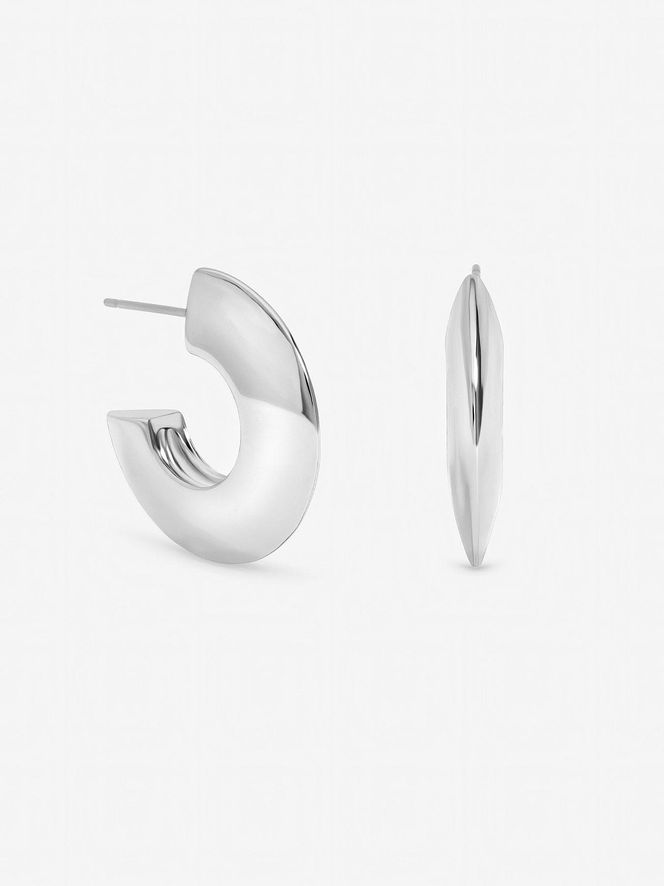 Image 2 of 2 of Jon Richard Jon Richard Silver Plated Flat Disk Hoop Earrings