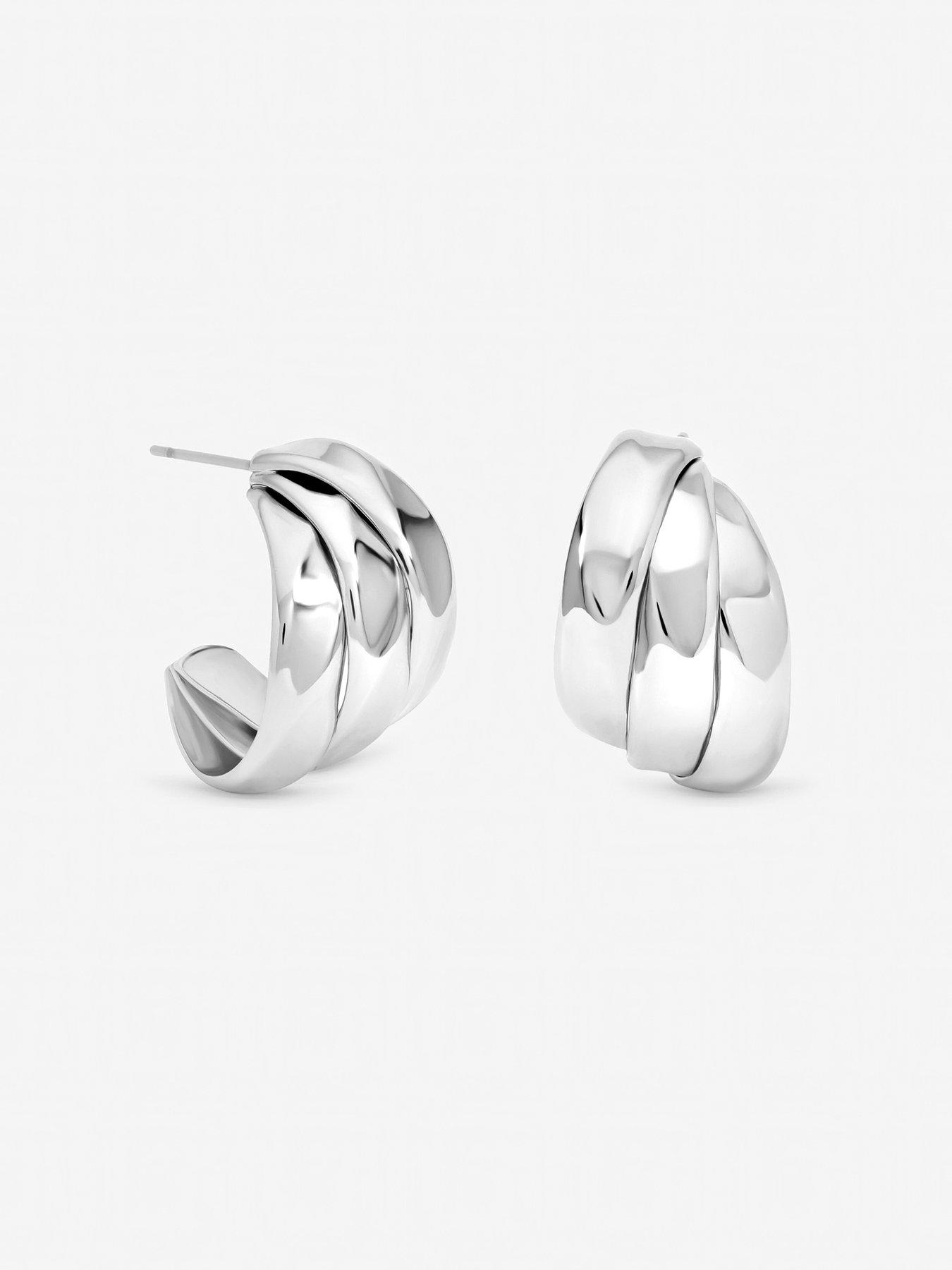 jon-richard-silver-plated-multirow-molten-hoop-earringsstillFront