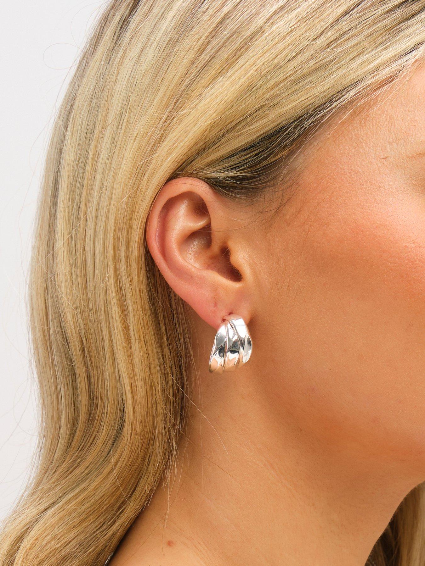 jon-richard-silver-plated-multirow-molten-hoop-earringsback