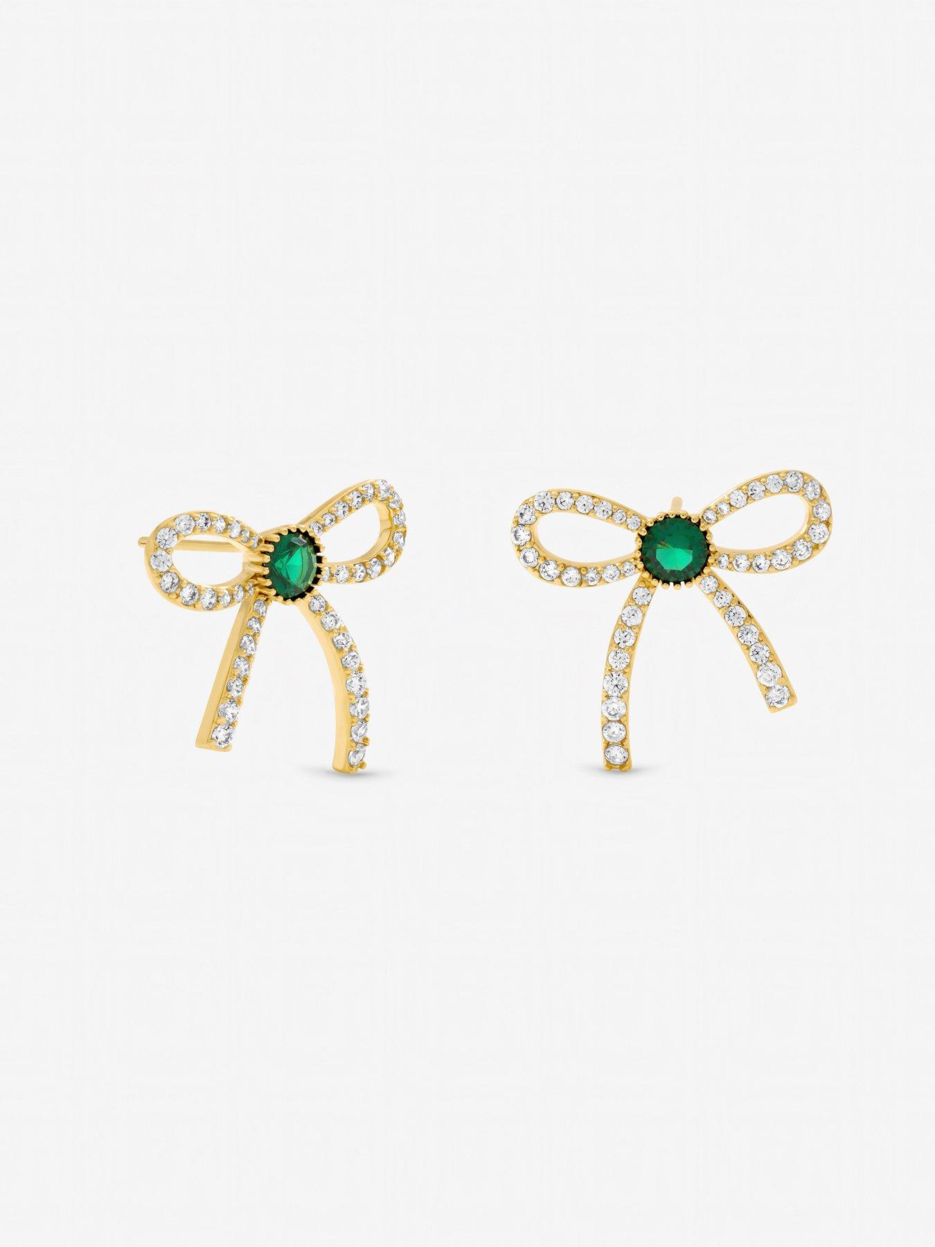 jon-richard-gold-plated-crystal-and-emerald-bow-stud-earringsstillFront