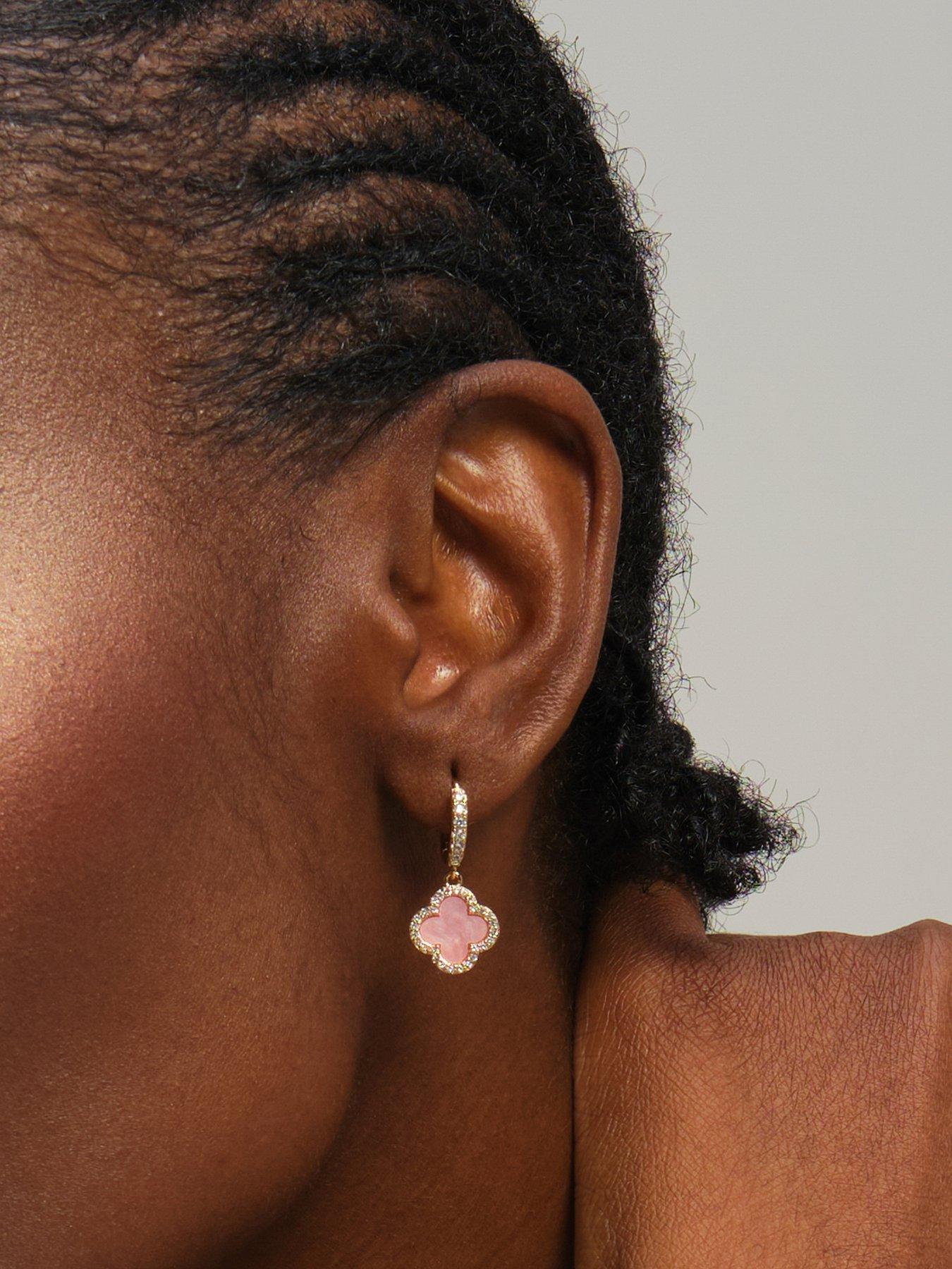 jon-richard-gold-plated-and-pink-clover-huggie-earringsback