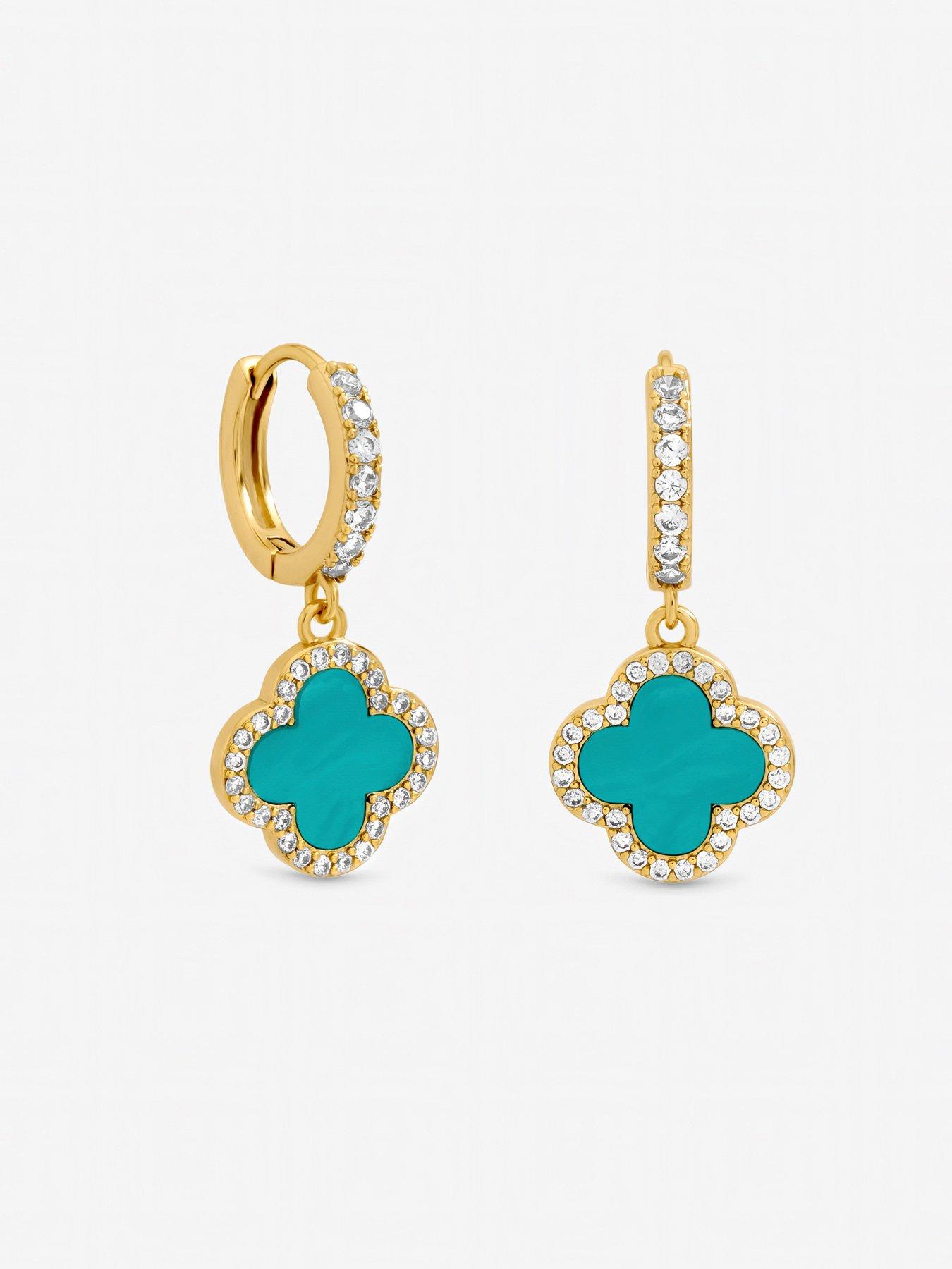 jon-richard-gold-plated-blue-clover-huggie-earringsstillFront