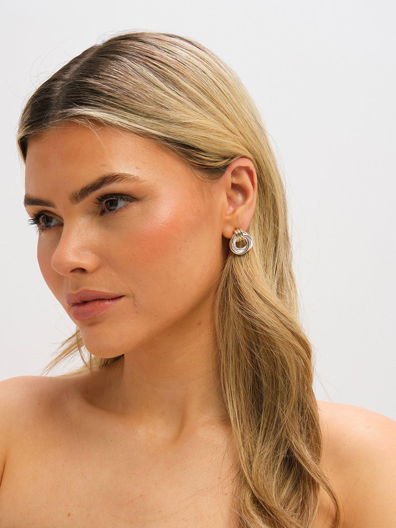 Jon Richard Jon Richard Rhodium Plated Pave and Fresh Water Halo Earrings