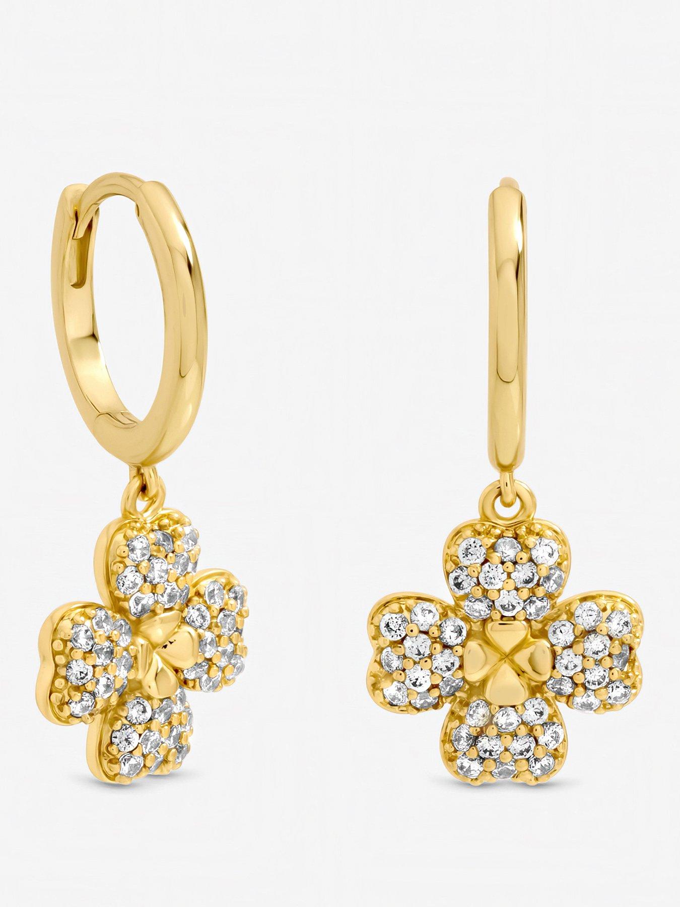 jon-richard-gold-plated-and-pave-clover-huggie-earringsfront