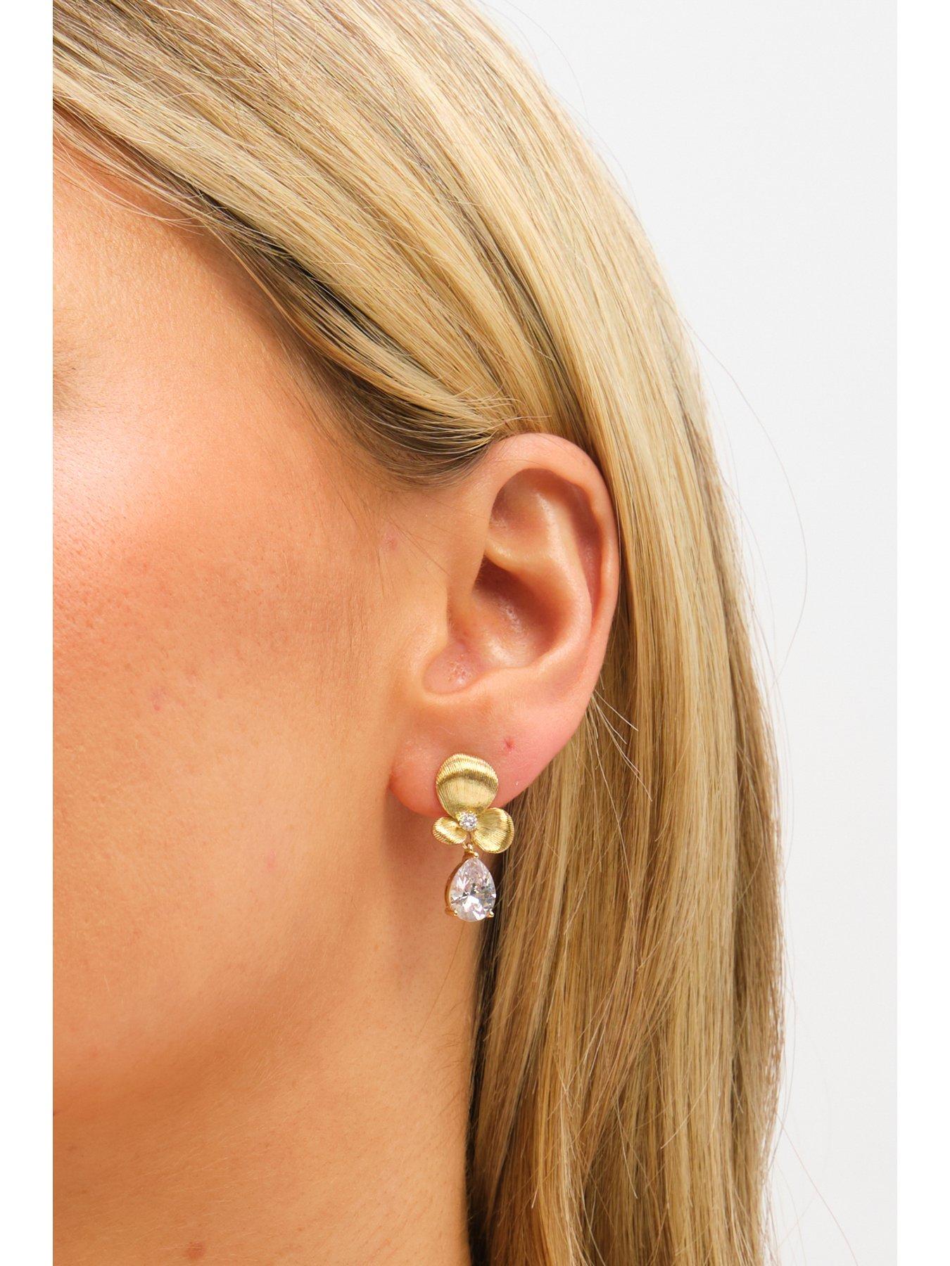 jon-richard-gold-plated-brushed-floral-and-crystal-drop-earringsback