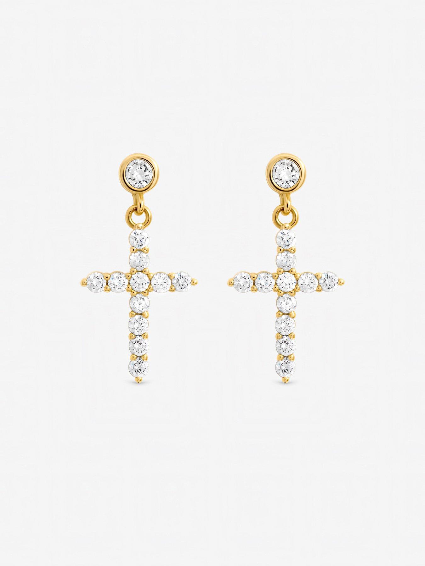 jon-richard-gold-plated-cubic-zirconia-cross-earringsstillFront