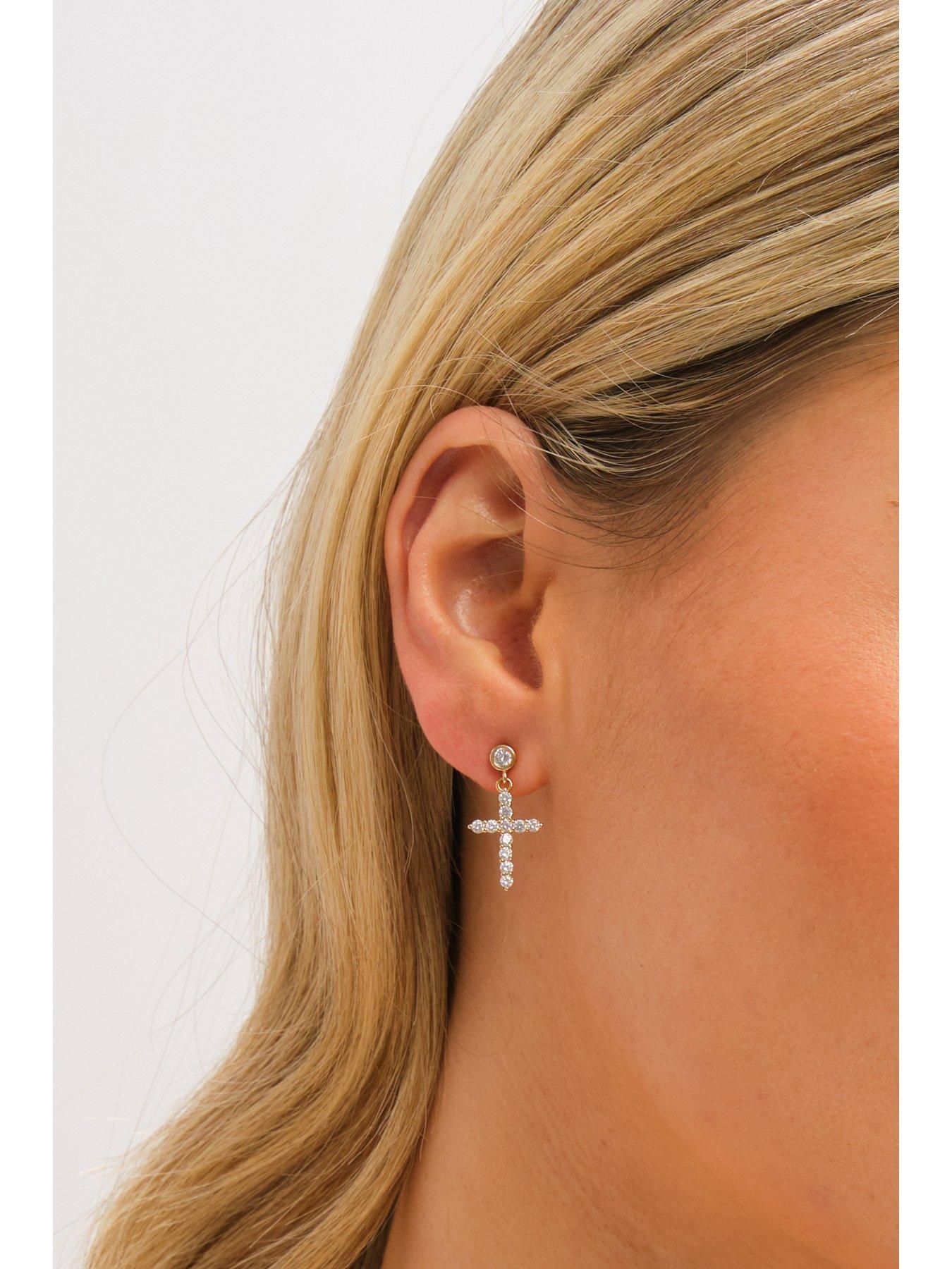 jon-richard-gold-plated-cubic-zirconia-cross-earringsback