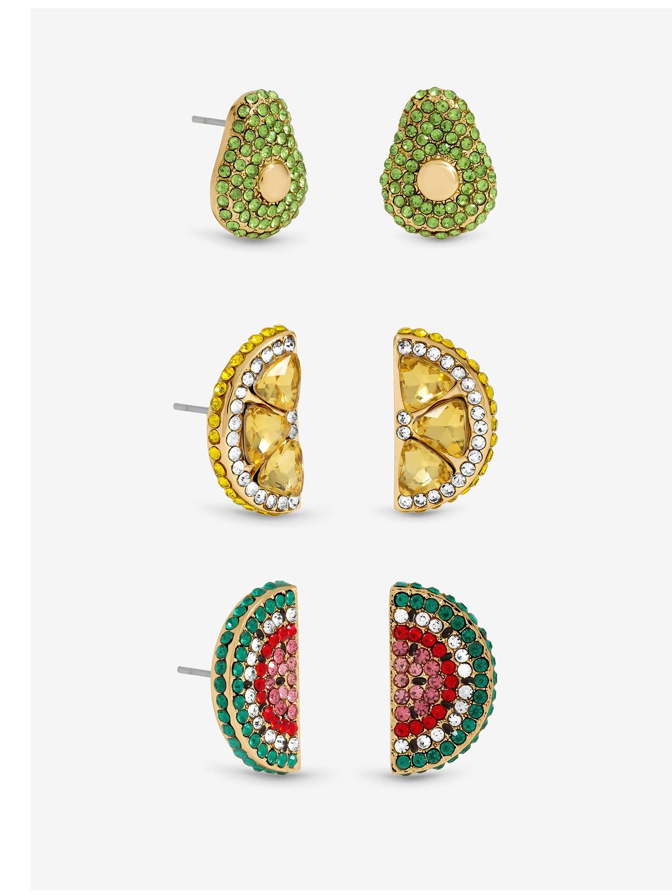 mood-gold-plated-and-crystal-fruit-earrings-pack-of-3front