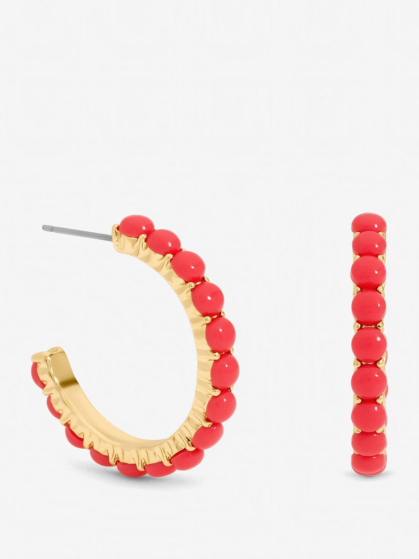 mood-gold-plated-and-coral-bead-hoop-earrings