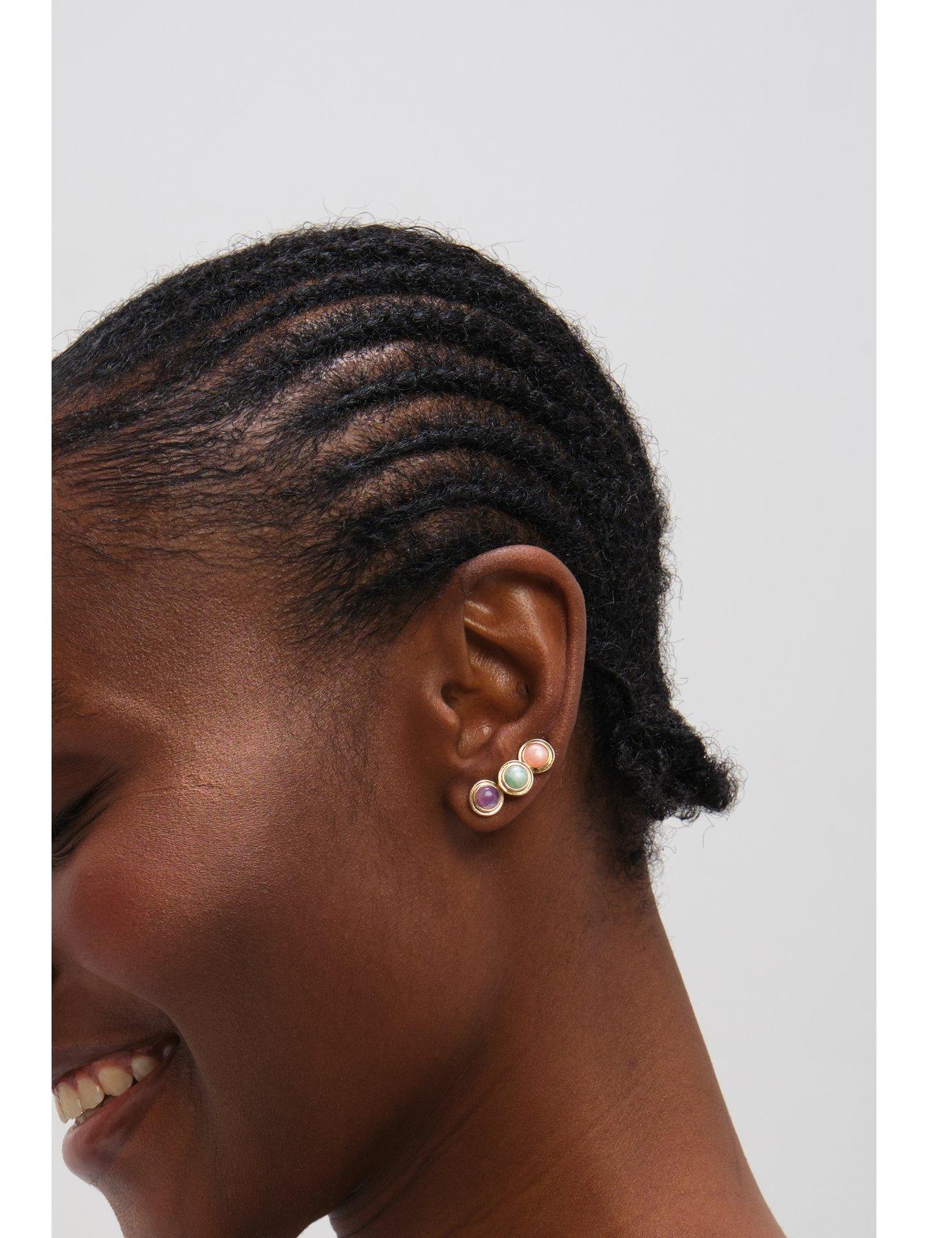 Image 3 of 3 of Mood Mood Gold Plated Coral Studs - Pack of 3
