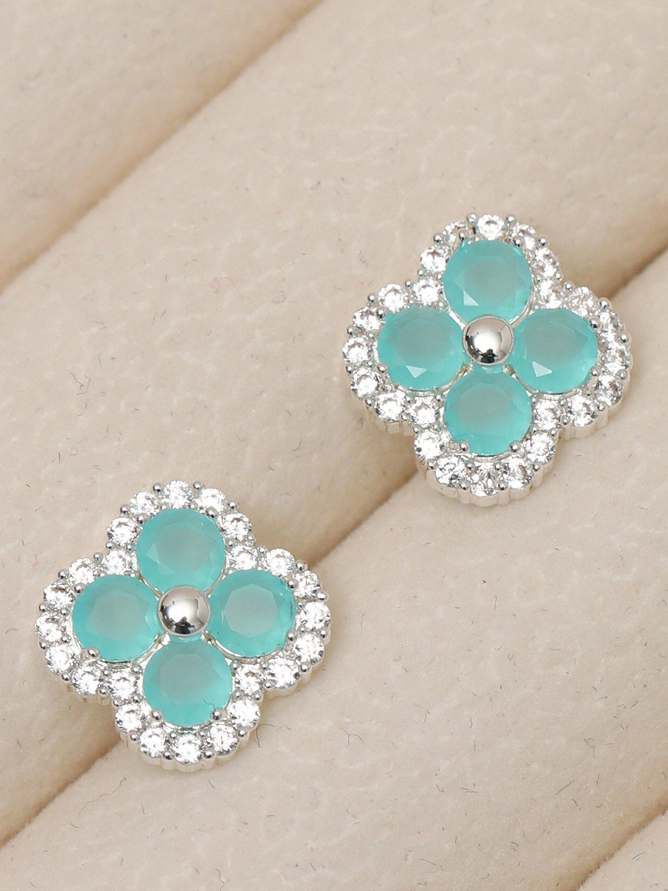 jon-richard-jon-richard-silver-plated-and-blue-clover-stud-earringsfront