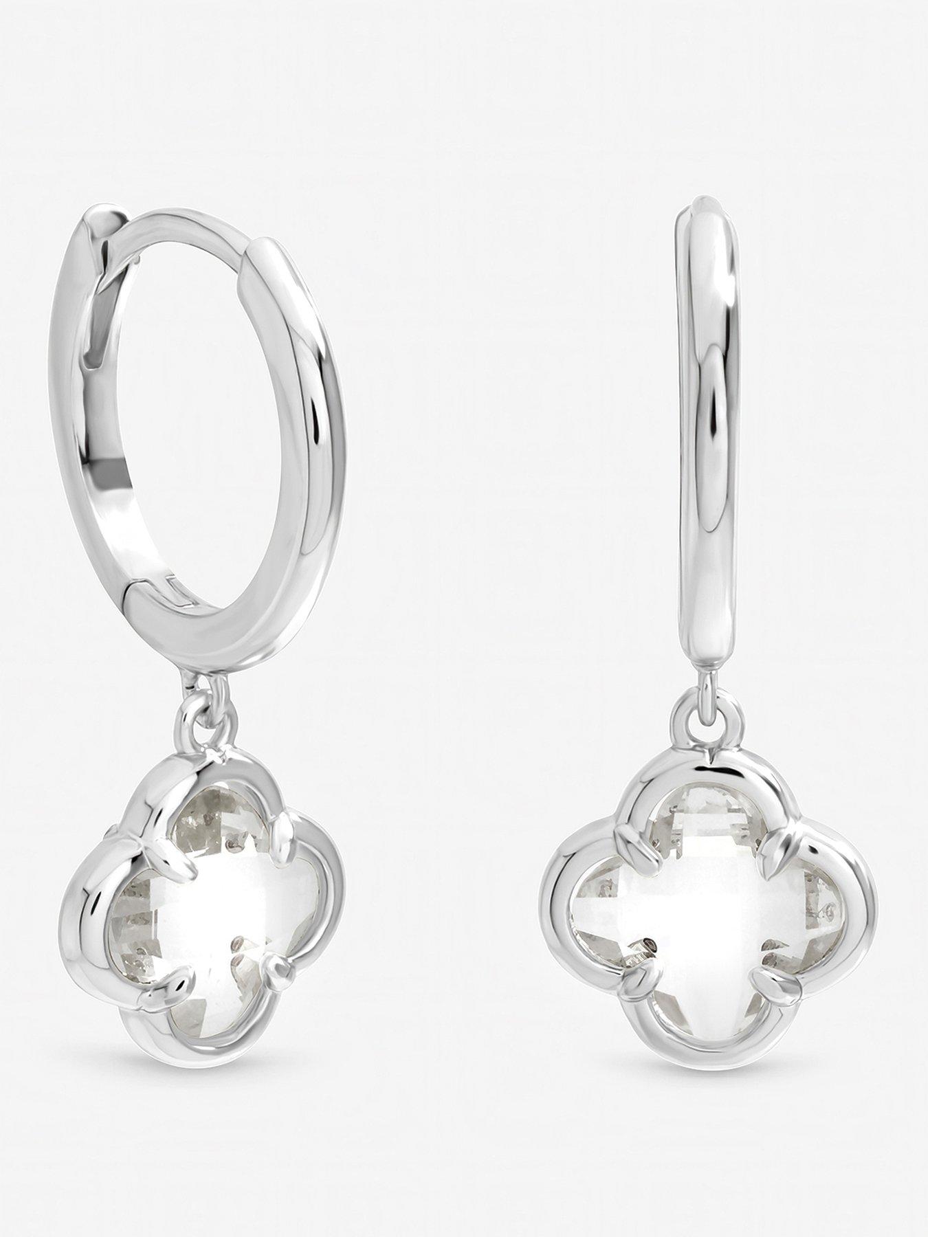Image 1 of 2 of Inicio Crystal Clover Charm Huggie Hoops