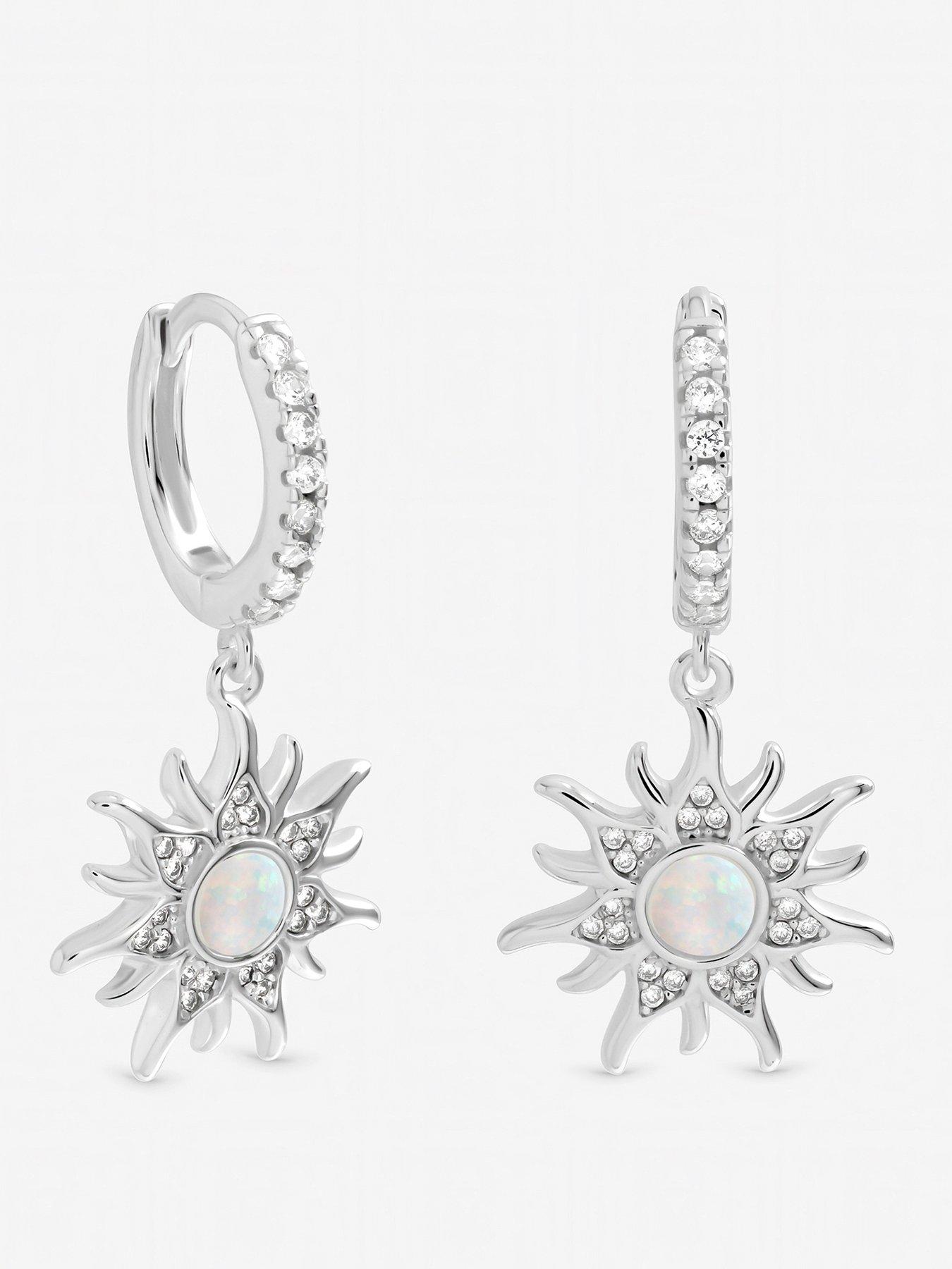 Image 1 of 4 of Inicio Inicio Opal Sunburst Charm Hoops