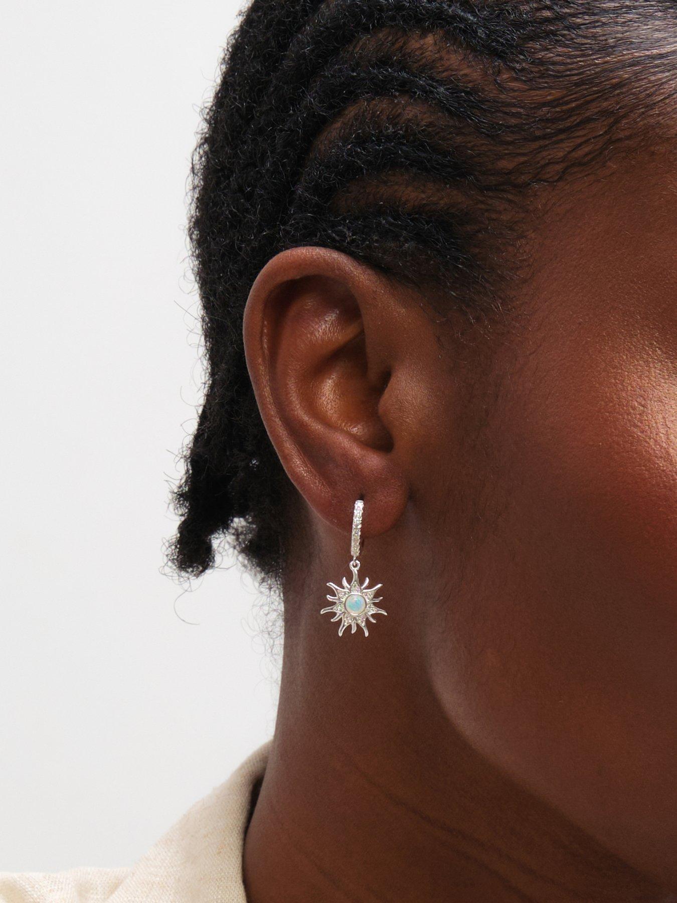 Image 4 of 4 of Inicio Inicio Opal Sunburst Charm Hoops