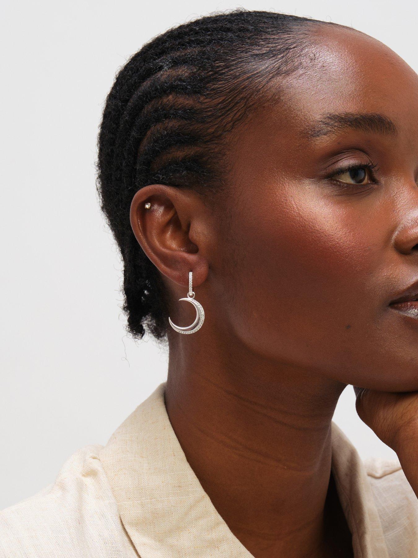 Image 3 of 3 of Inicio Inicio Pave Crescent Hoops