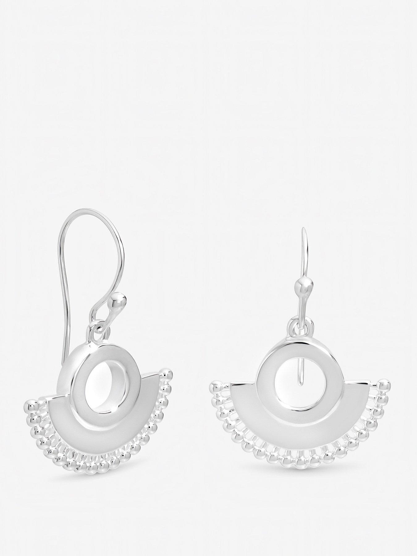 Image 1 of 1 of Inicio Sterling Silver Beaded Fan Fishhook Earrings