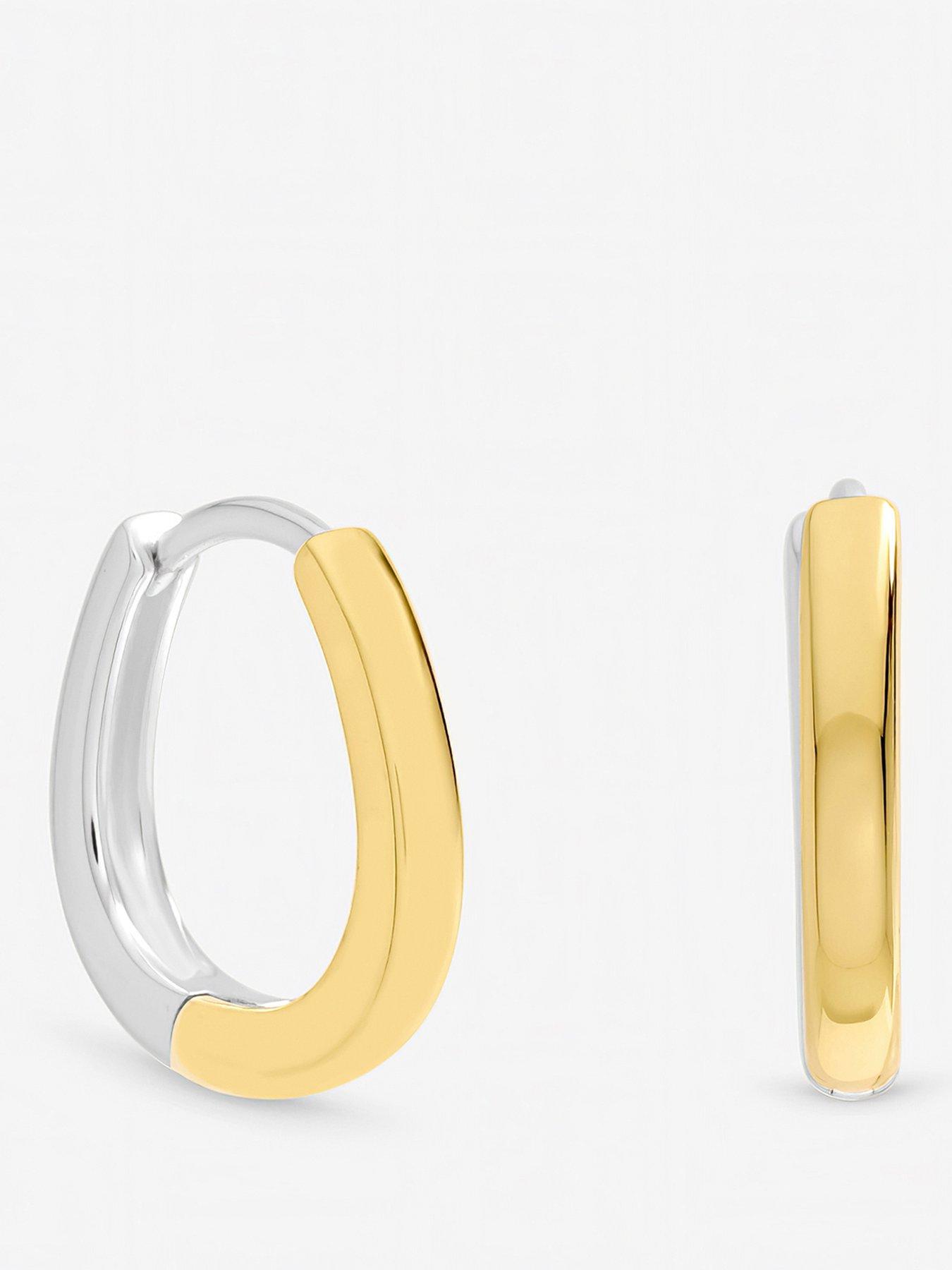 Inicio Inicio Two Tone Half And Half Hoop Earrings