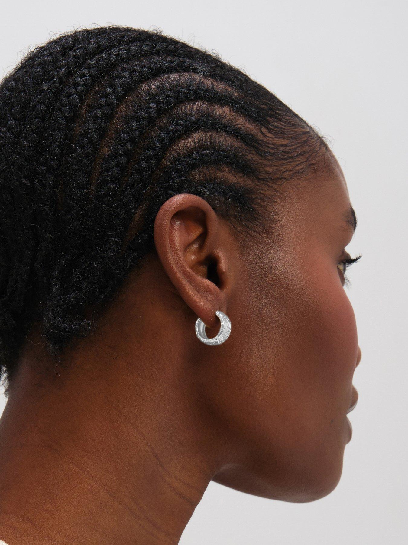 Image 3 of 3 of Inicio Textured Chubby Hoop Earrings