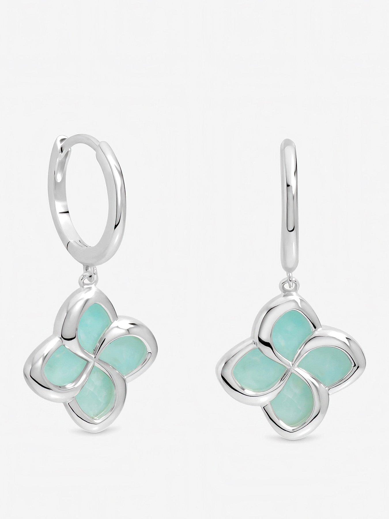Image 1 of 3 of Inicio Turquoise Clover Huggie Hoops