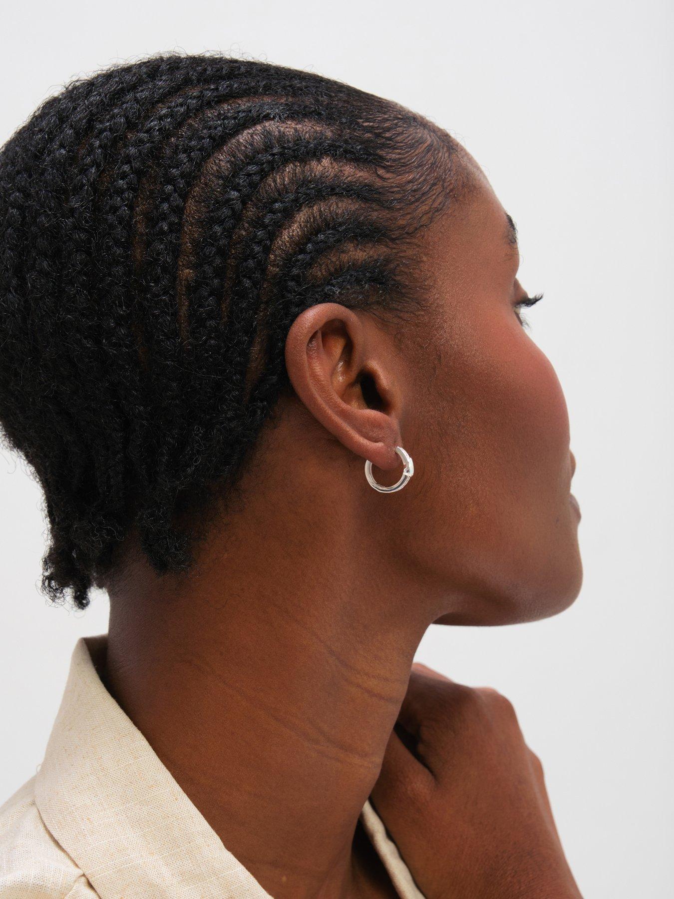 Image 3 of 3 of Inicio Sterling Silver Opal Huggie Hoops