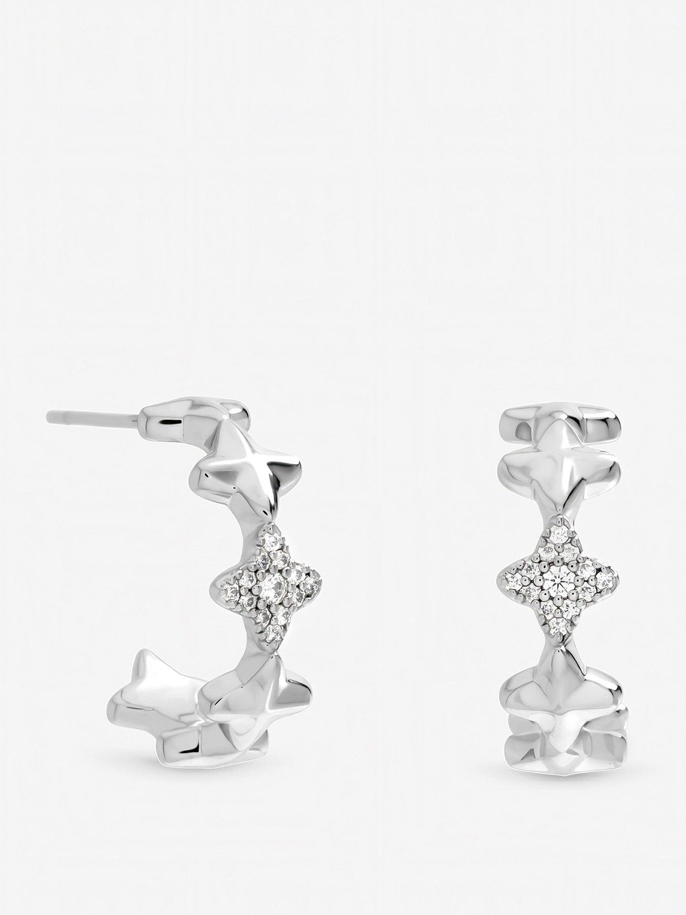 Inicio Sterling Silver Celestial Star Hoop Earrings