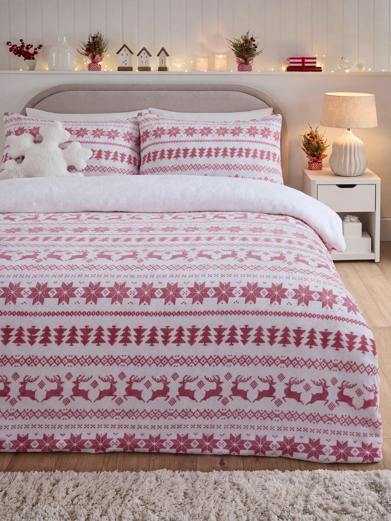 The Very Collection Christmas Fairisle Printed Fleece Duvet Set