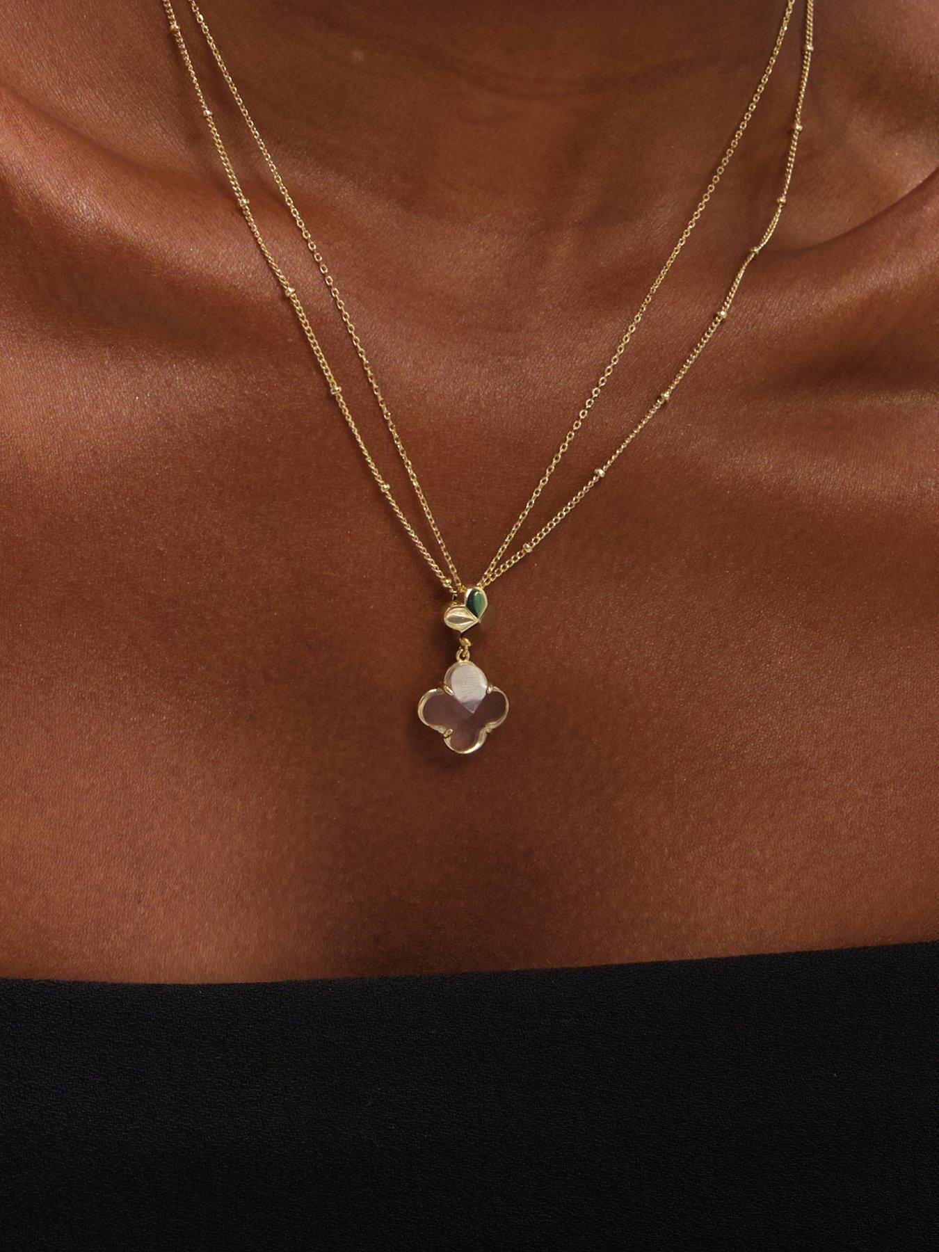 Jon Richard Jon Richard Gold Polished and Crystal Clover Pendant