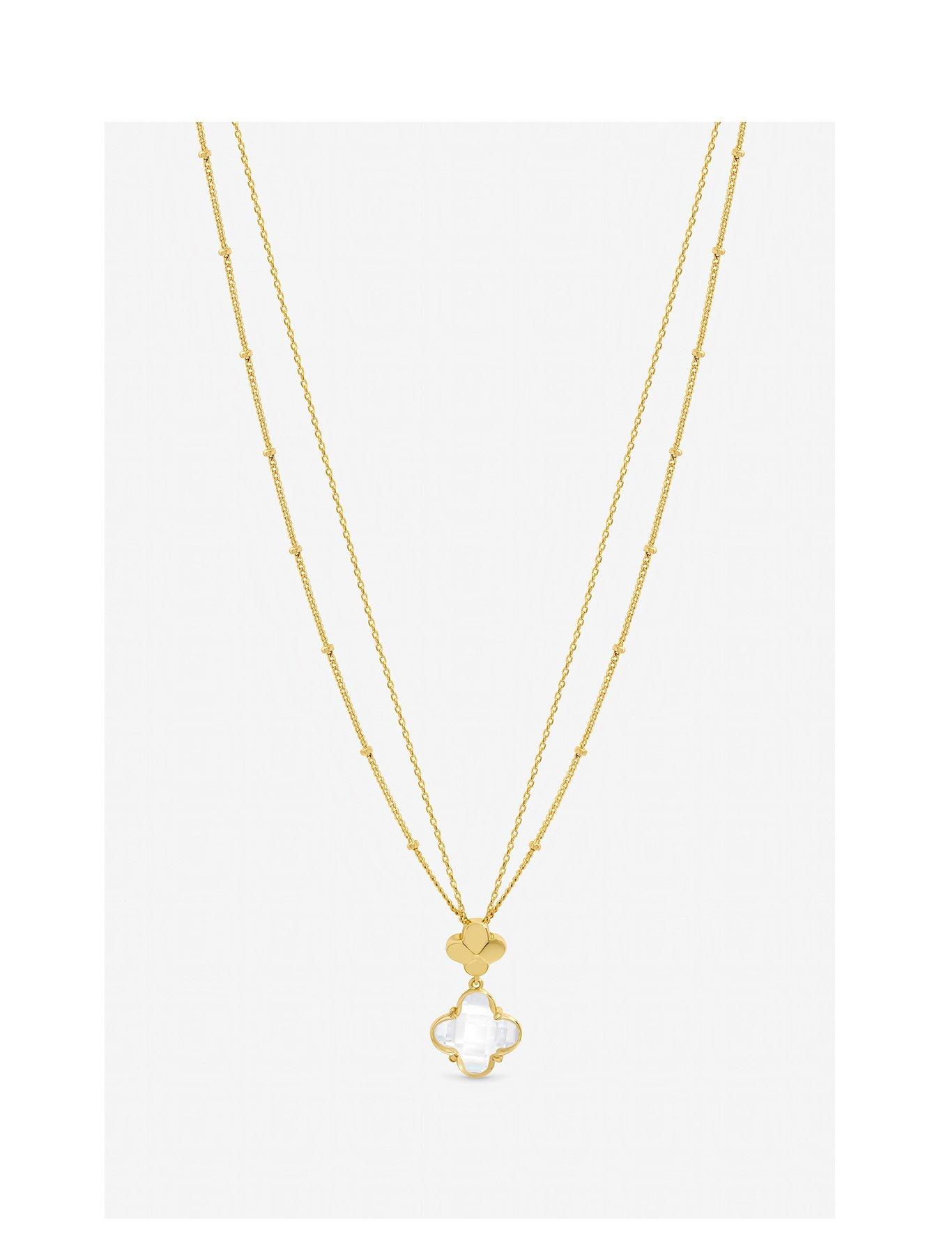 Jon Richard Gold Polished and Crystal Clover Pendant