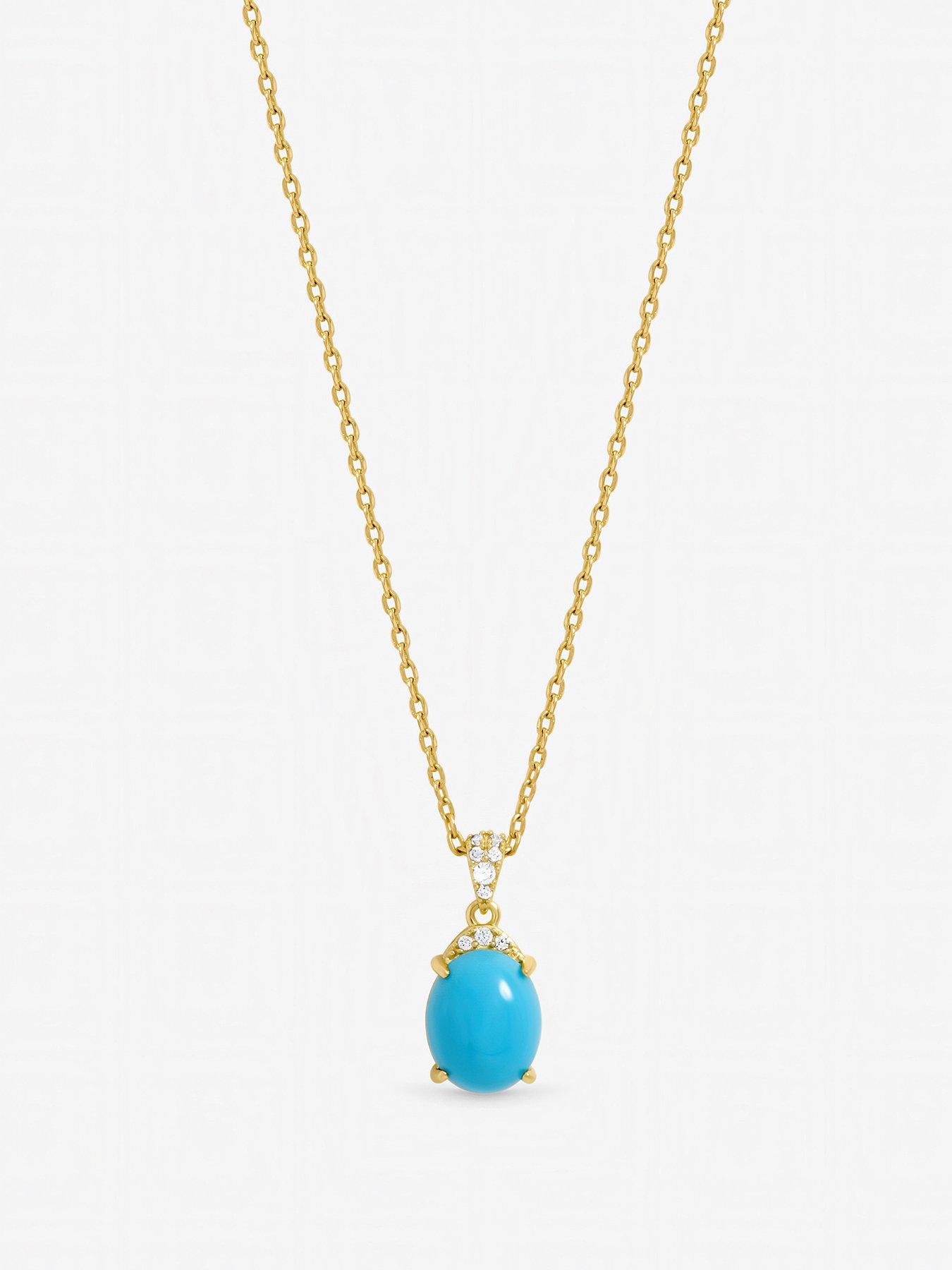 Jon Richard Jon Richard Gold Plated and Turquoise Stone Pendant