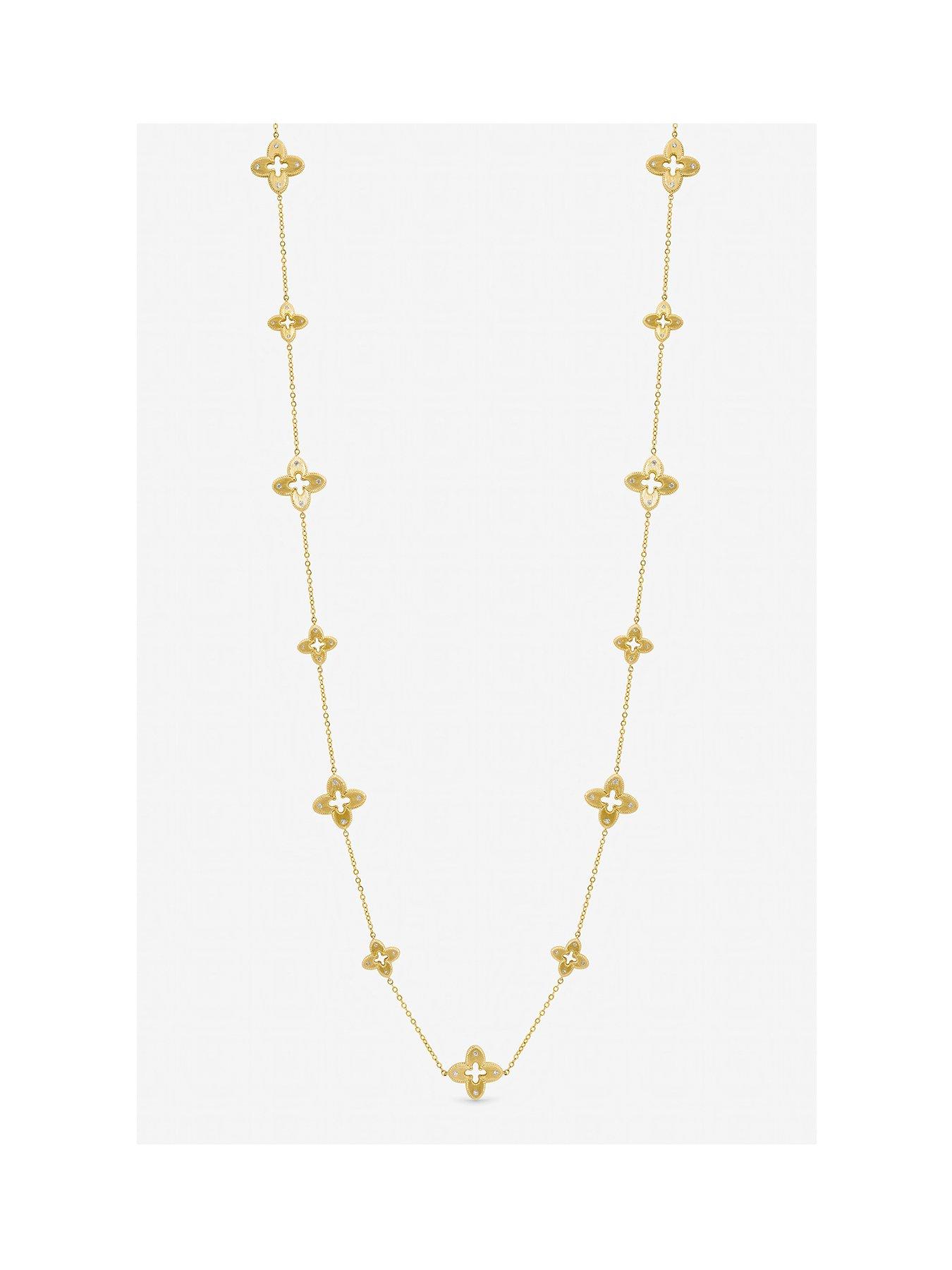 jon-richard-gold-plated-textured-crystal-clover-long-necklacefront
