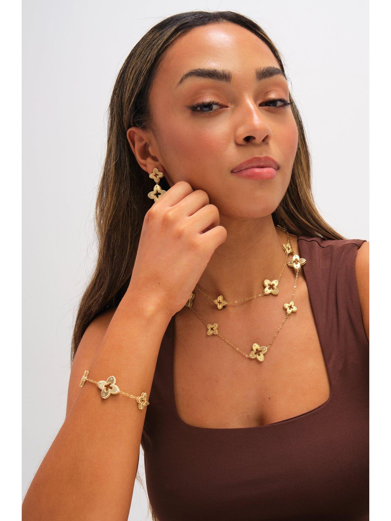 jon-richard-gold-plated-textured-crystal-clover-long-necklacestillFront