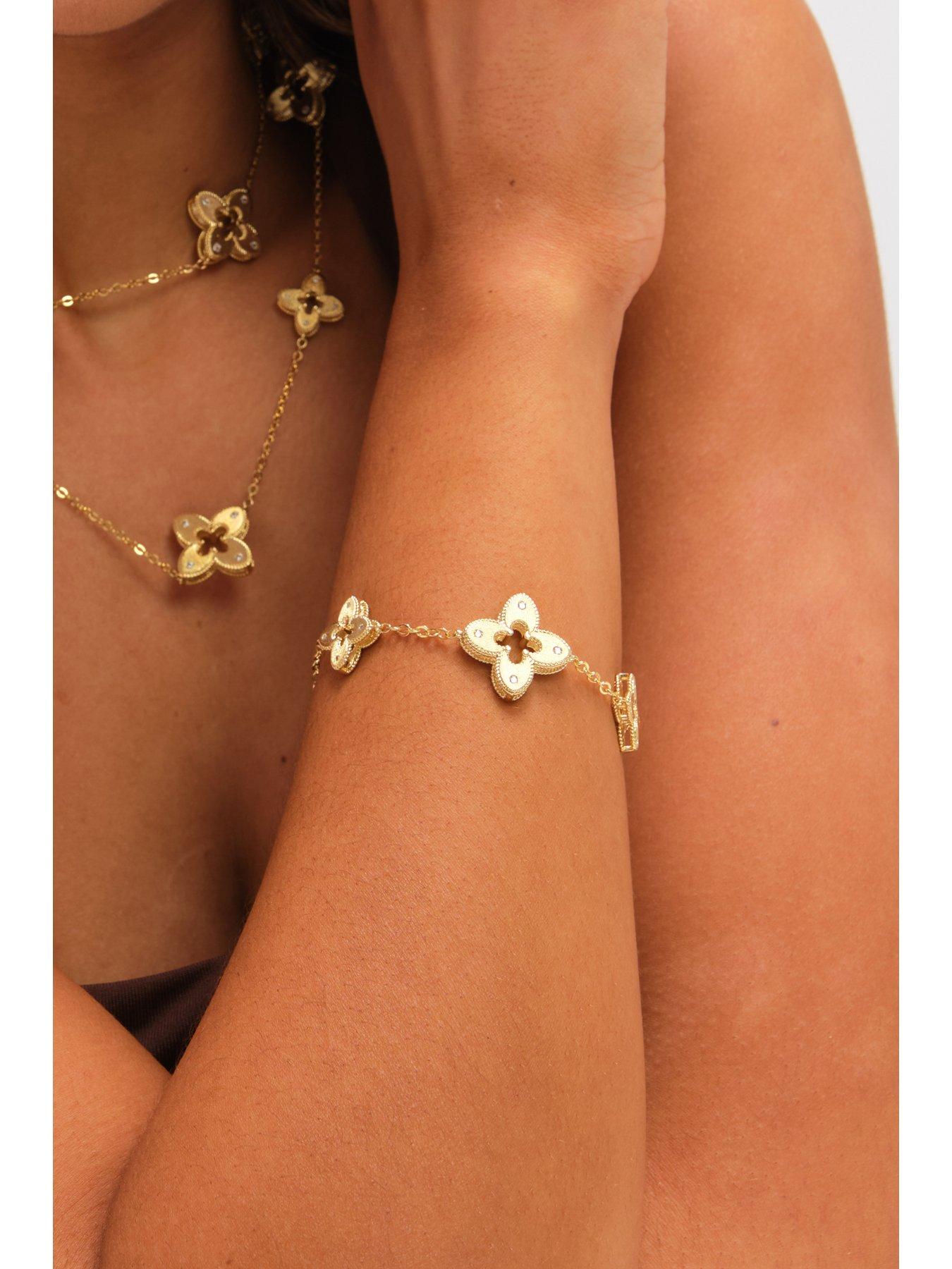 jon-richard-gold-plated-textured-crystal-clover-long-necklaceback