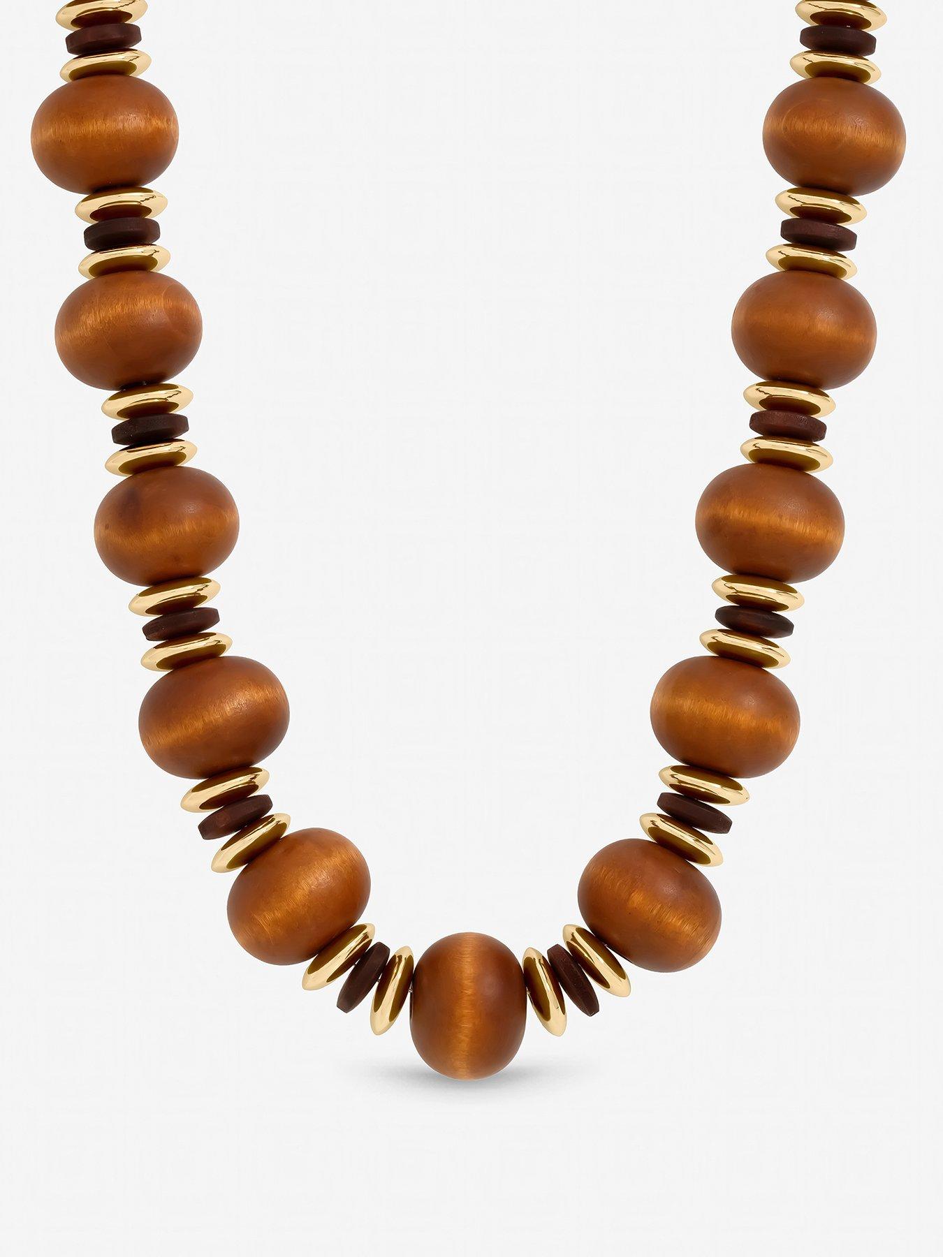 Mood Mood Gold Plated and Wood Orb Necklace
