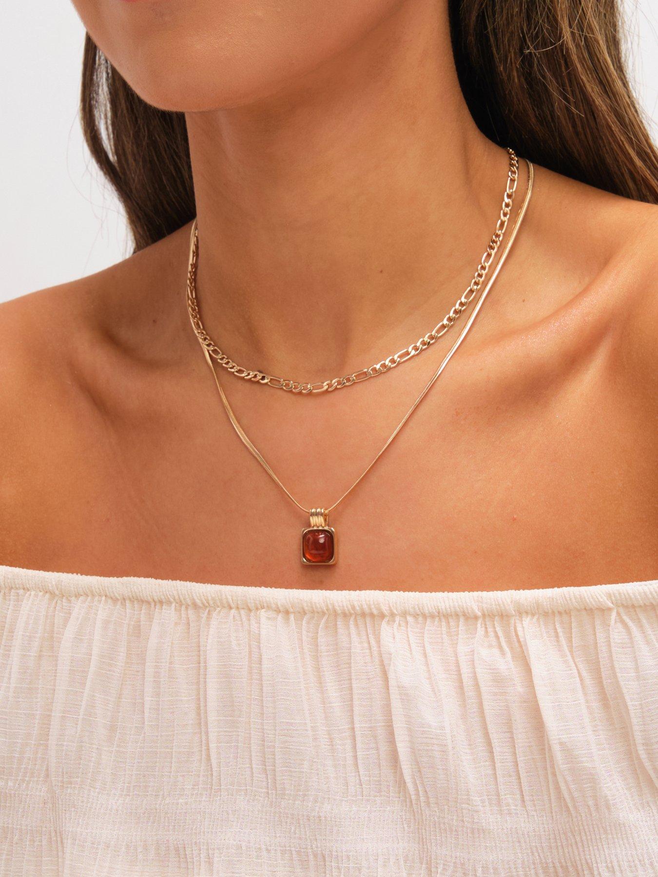 mood-mood-gold-plated-double-layer-chain-and-resin-necklacestillFront