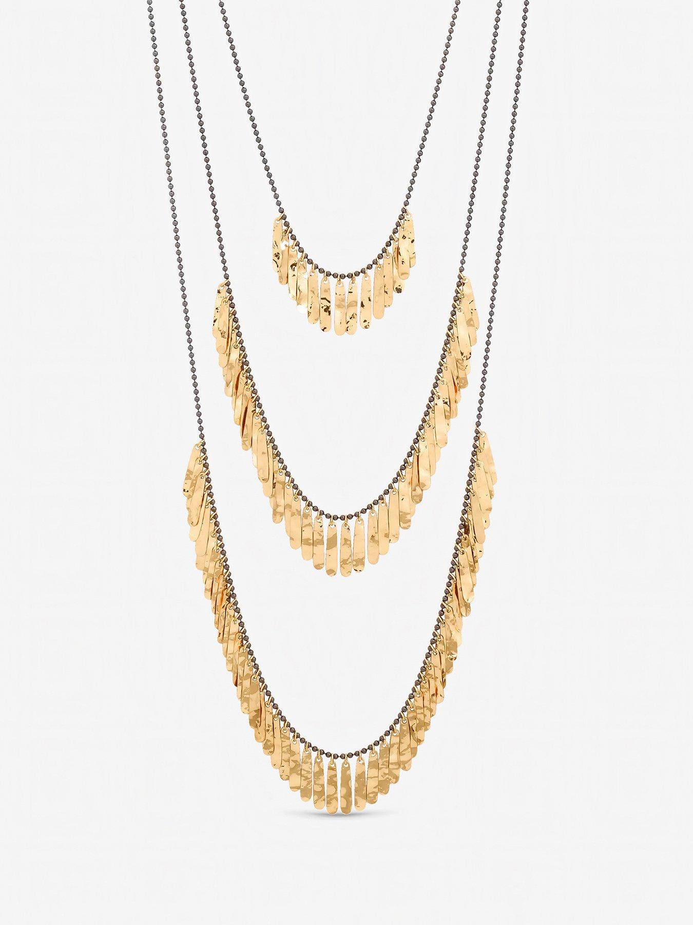 Mood Mood Gold Plated Multi Row Shower Necklace
