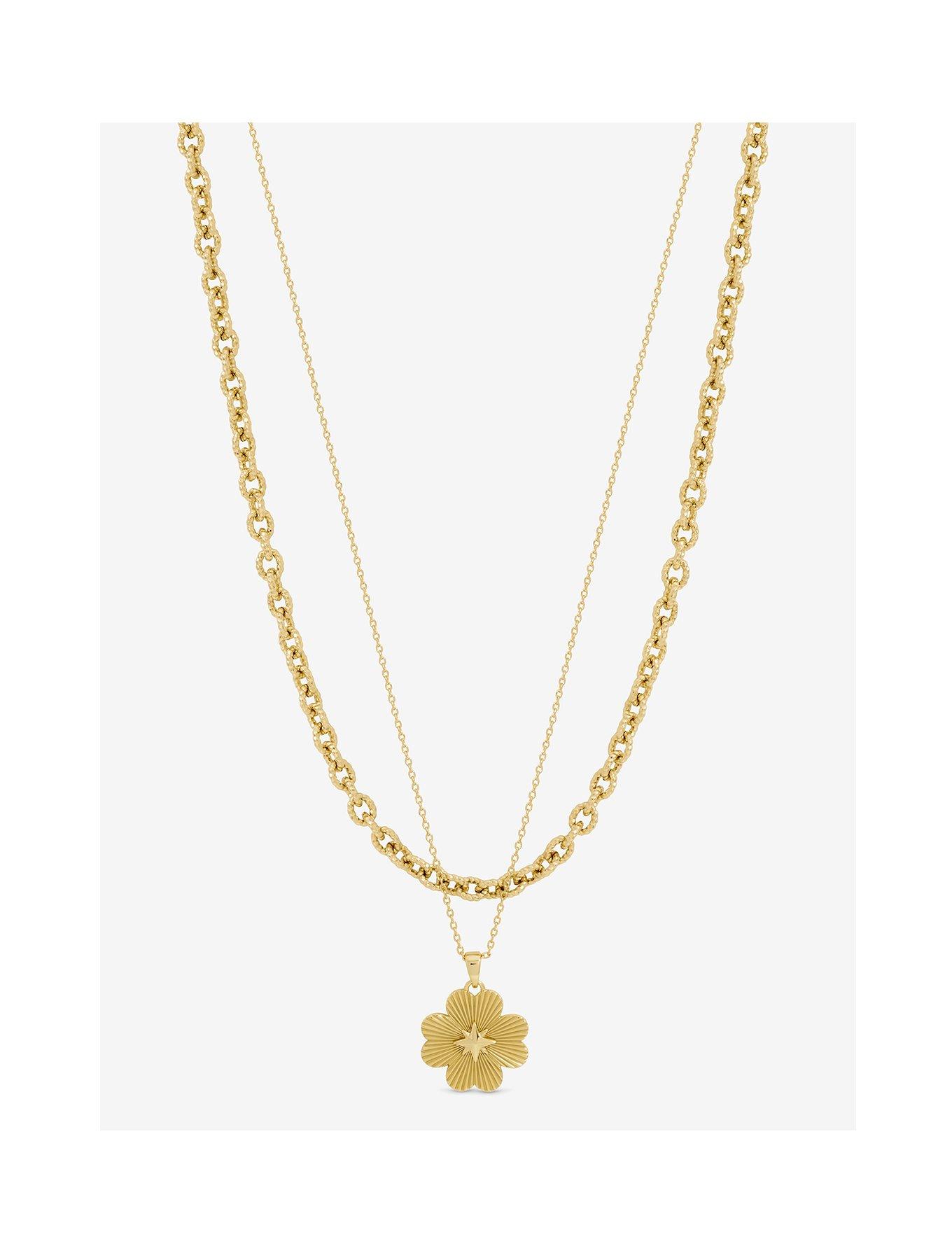 Inicio Inicio Gold Plated Diamond Cut Clover Double row Pendant - Gift Pouch