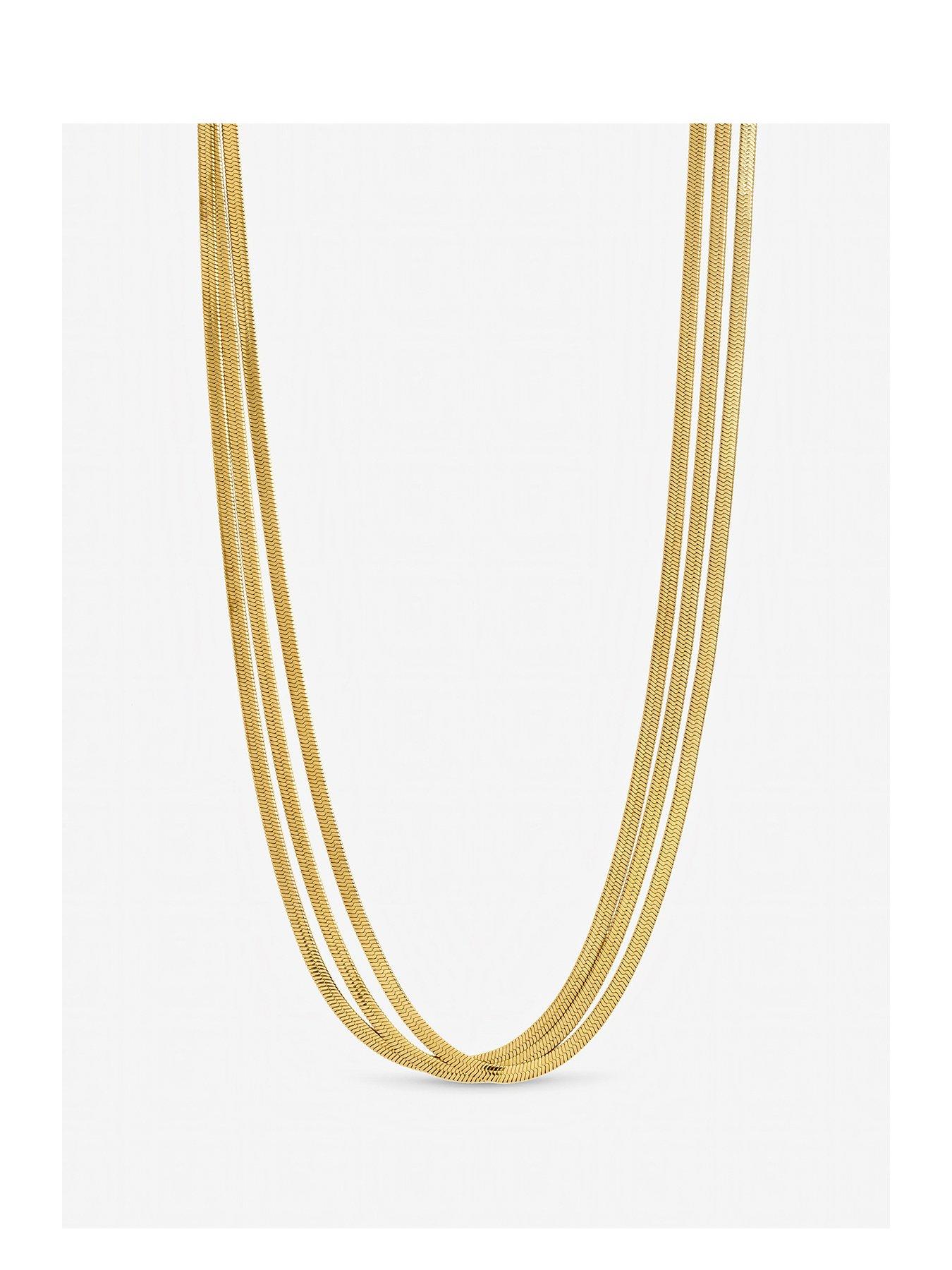 Jon Richard Jon Richard Gold Plated Waterproof Multirow Snake Chain Necklace