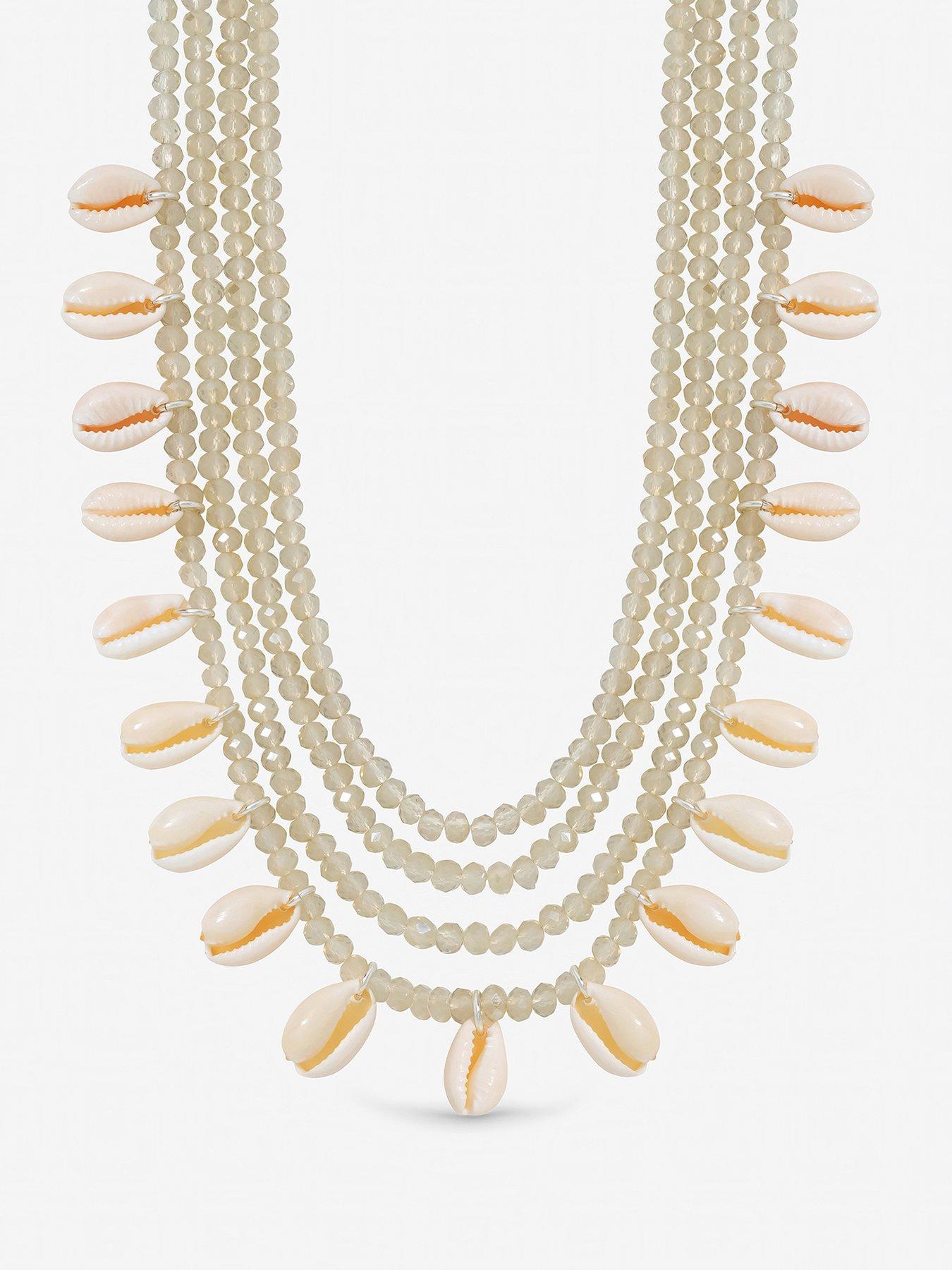 mood-mood-silver-plated-shell-and-bead-multirow-necklace