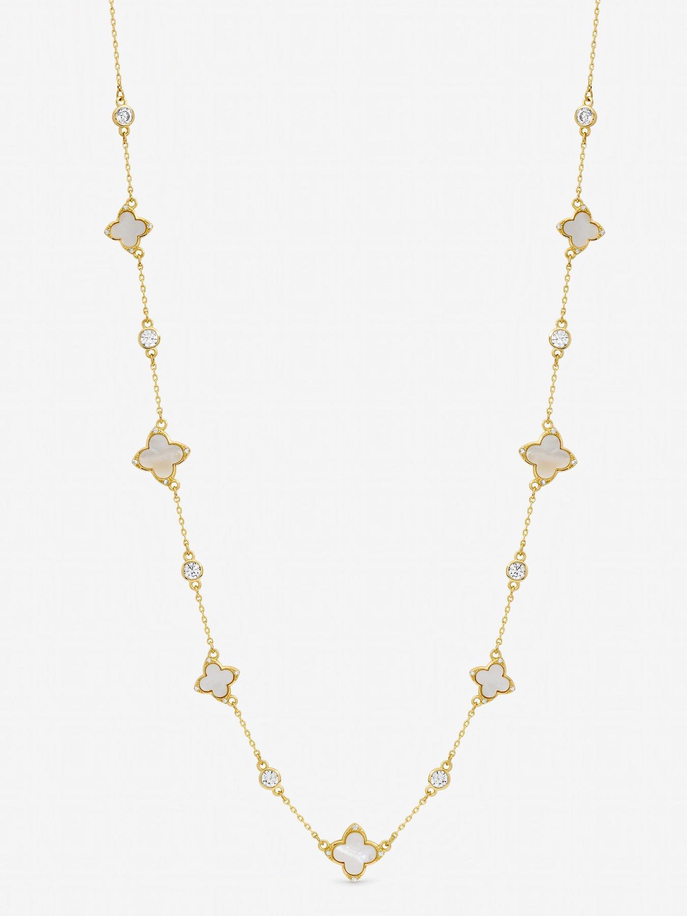 Image 2 of 2 of Jon Richard Jon Richard Gold Plated Mother of Pearl and Crystal Clover Necklace