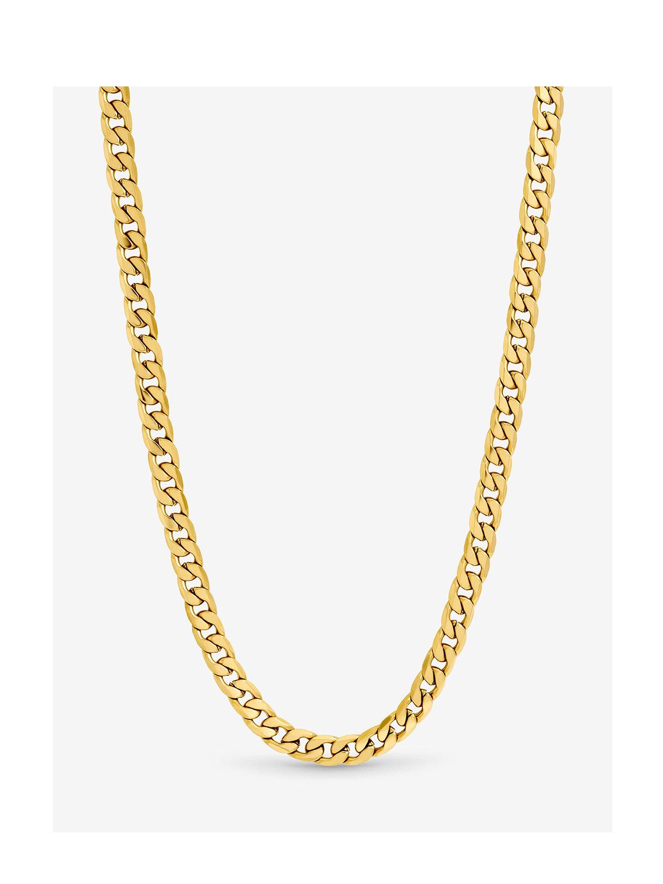 Inicio Inicio Men's Gold Plated Waterproof Curb Chain Necklace - Gift Pouch