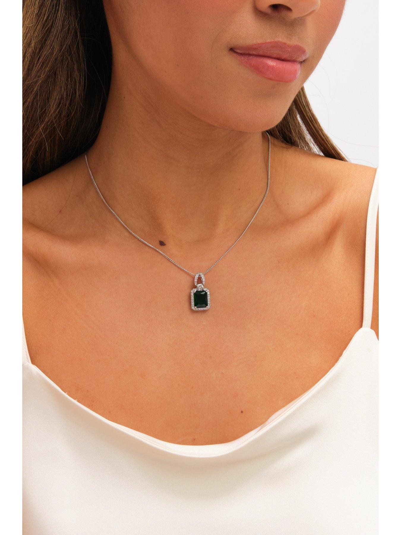 Image 3 of 4 of Jon Richard Cubic Zirconia Emerald Perfume Bottle Pendant