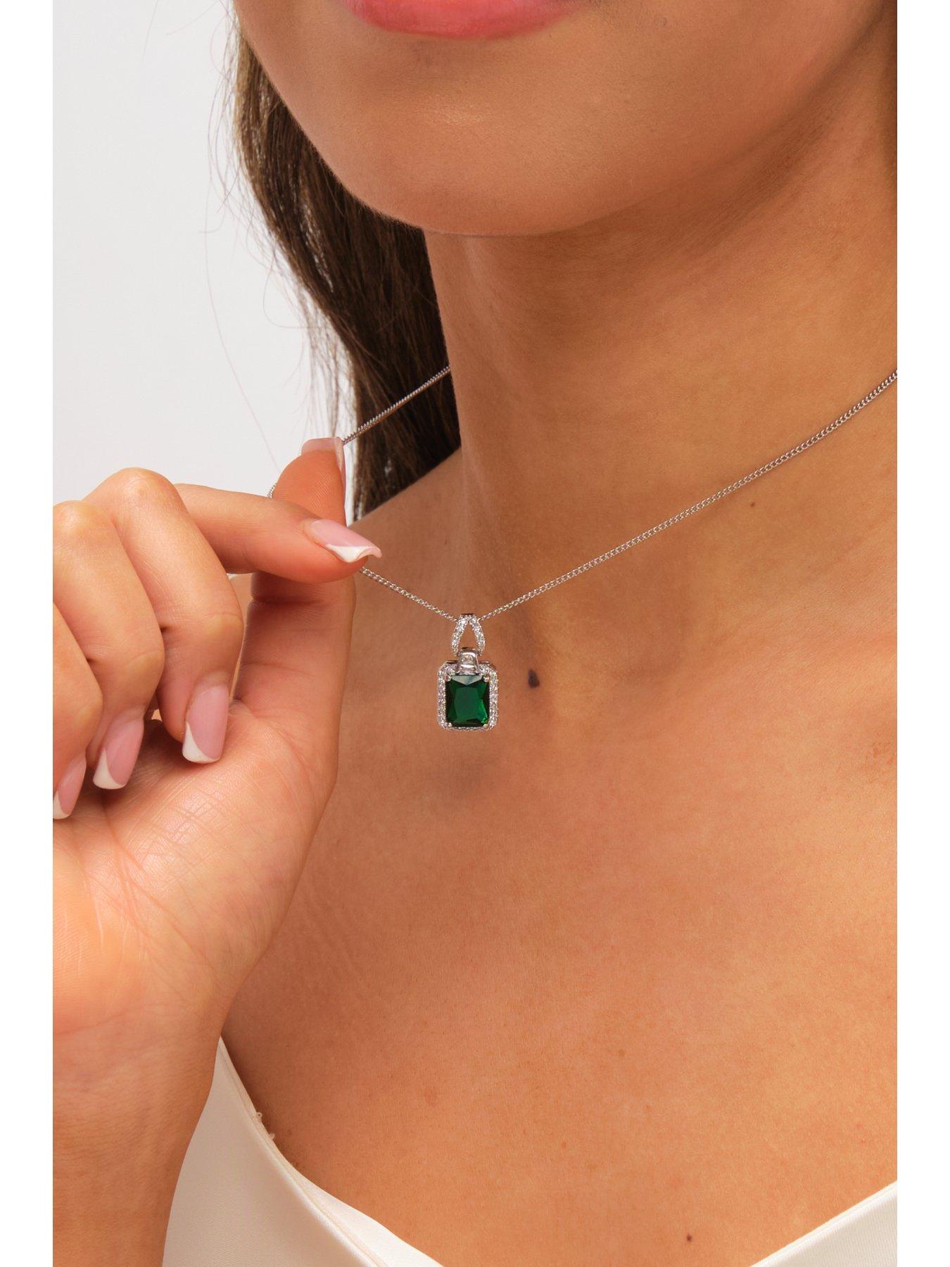 Image 4 of 4 of Jon Richard Cubic Zirconia Emerald Perfume Bottle Pendant