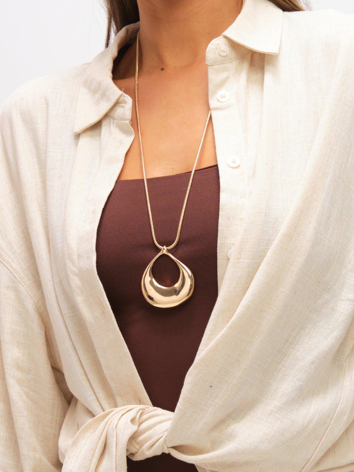 Image 2 of 3 of Mood Gold Plated Polished Long Open Drop Pendant