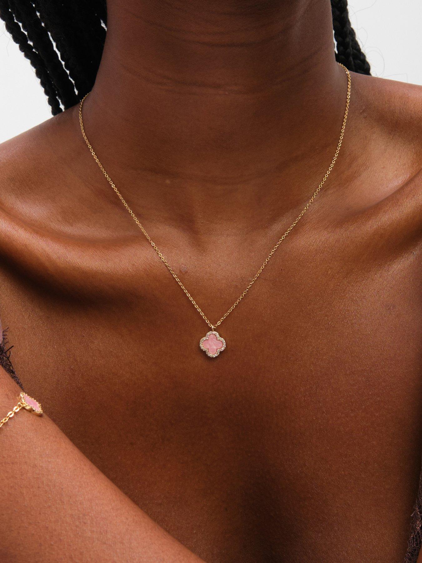 Image 2 of 2 of Jon Richard Gold Plated and Pink Clover Pendant Necklace
