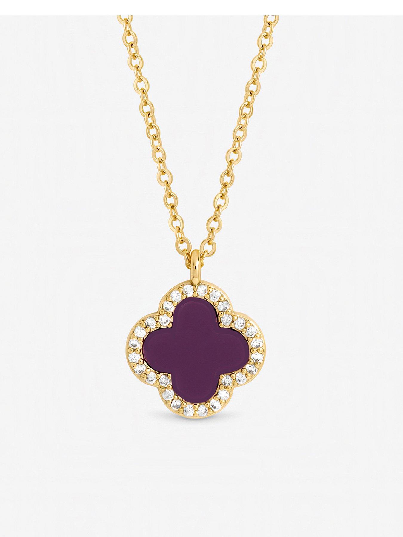 Jon Richard Gold Plated and Purple Clover Pendant Necklace